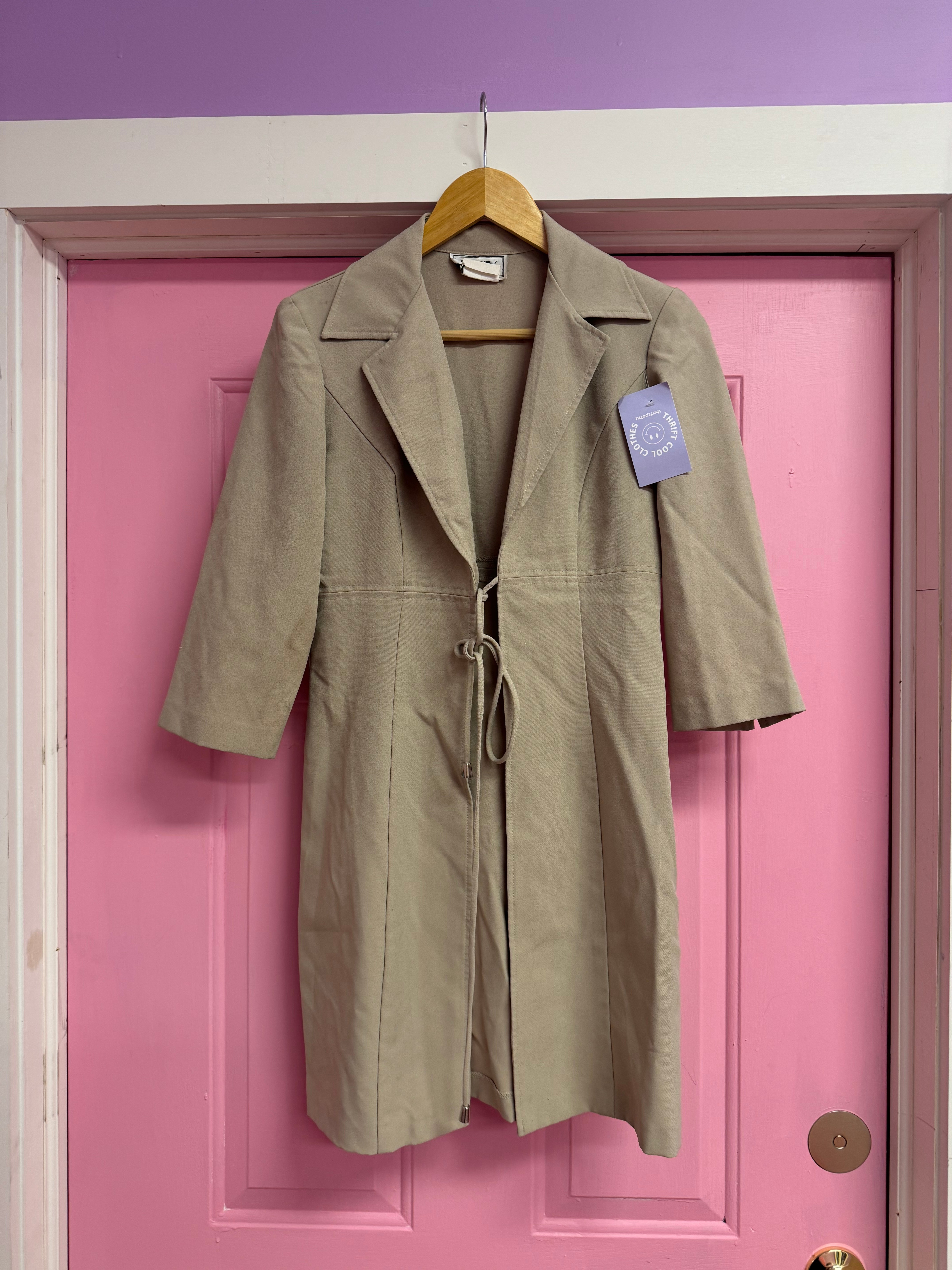 khaki dby fitted cardigan coat, 3/4