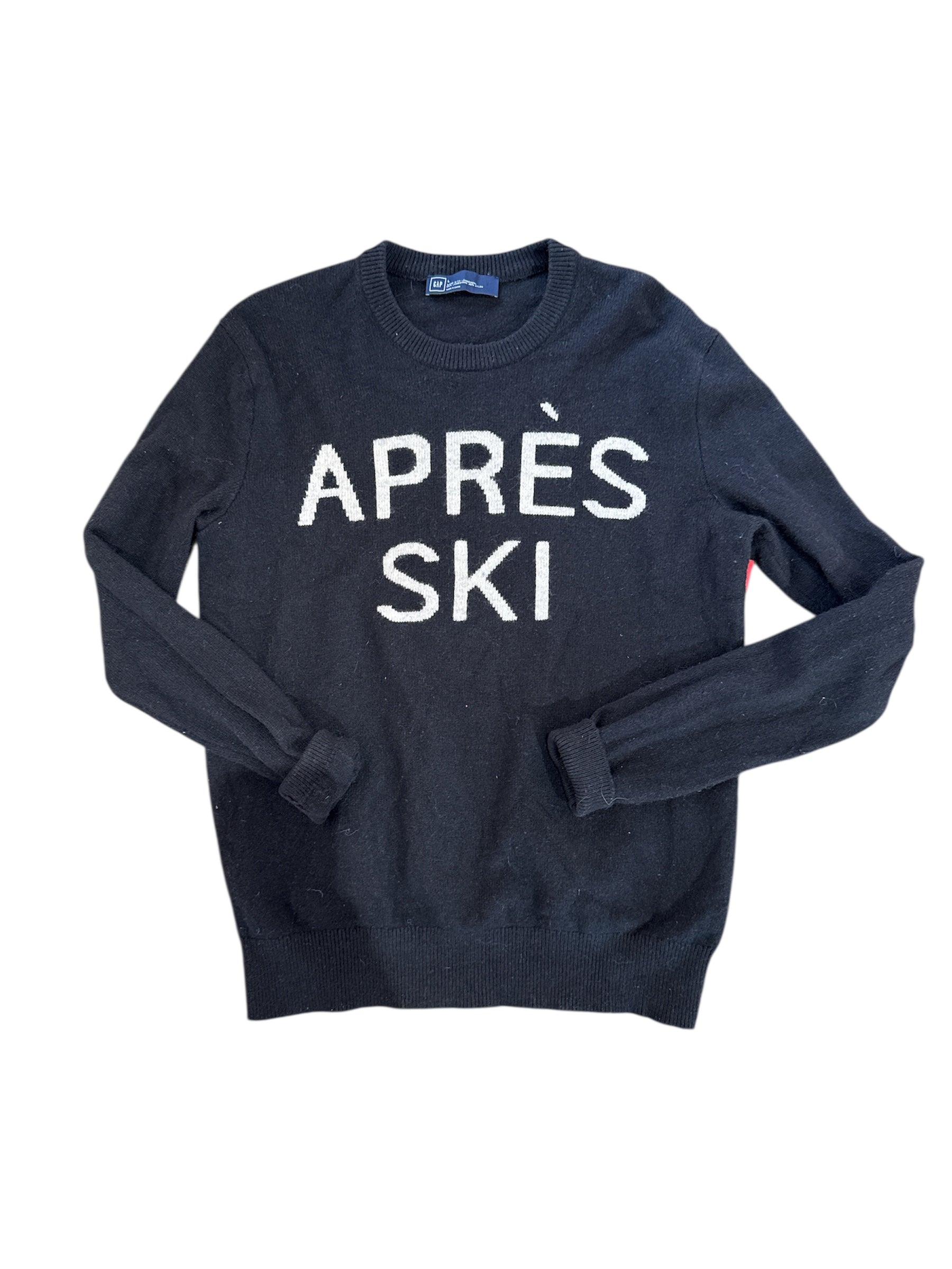 black white gap apres ski sweater, L