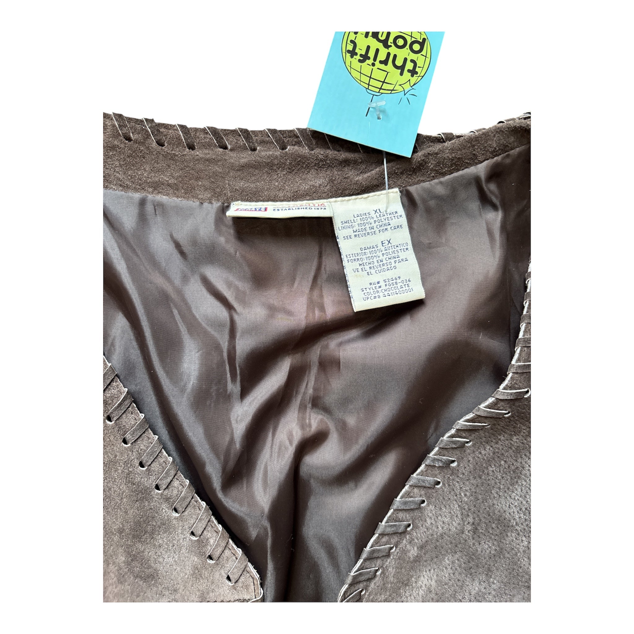 brown faded glory leather suede jacket, xl
