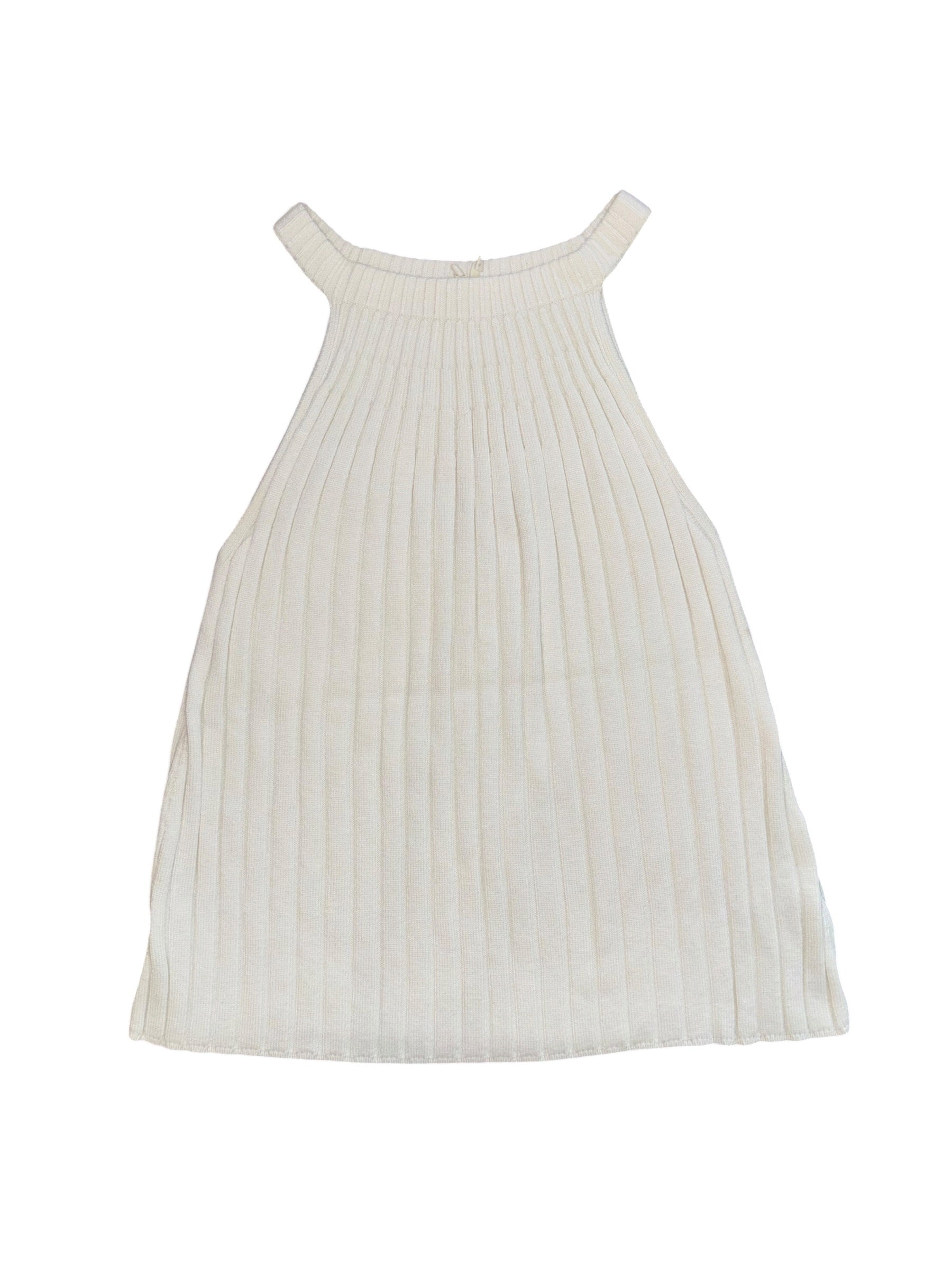 white anthropologie ribbed high neck tank, m