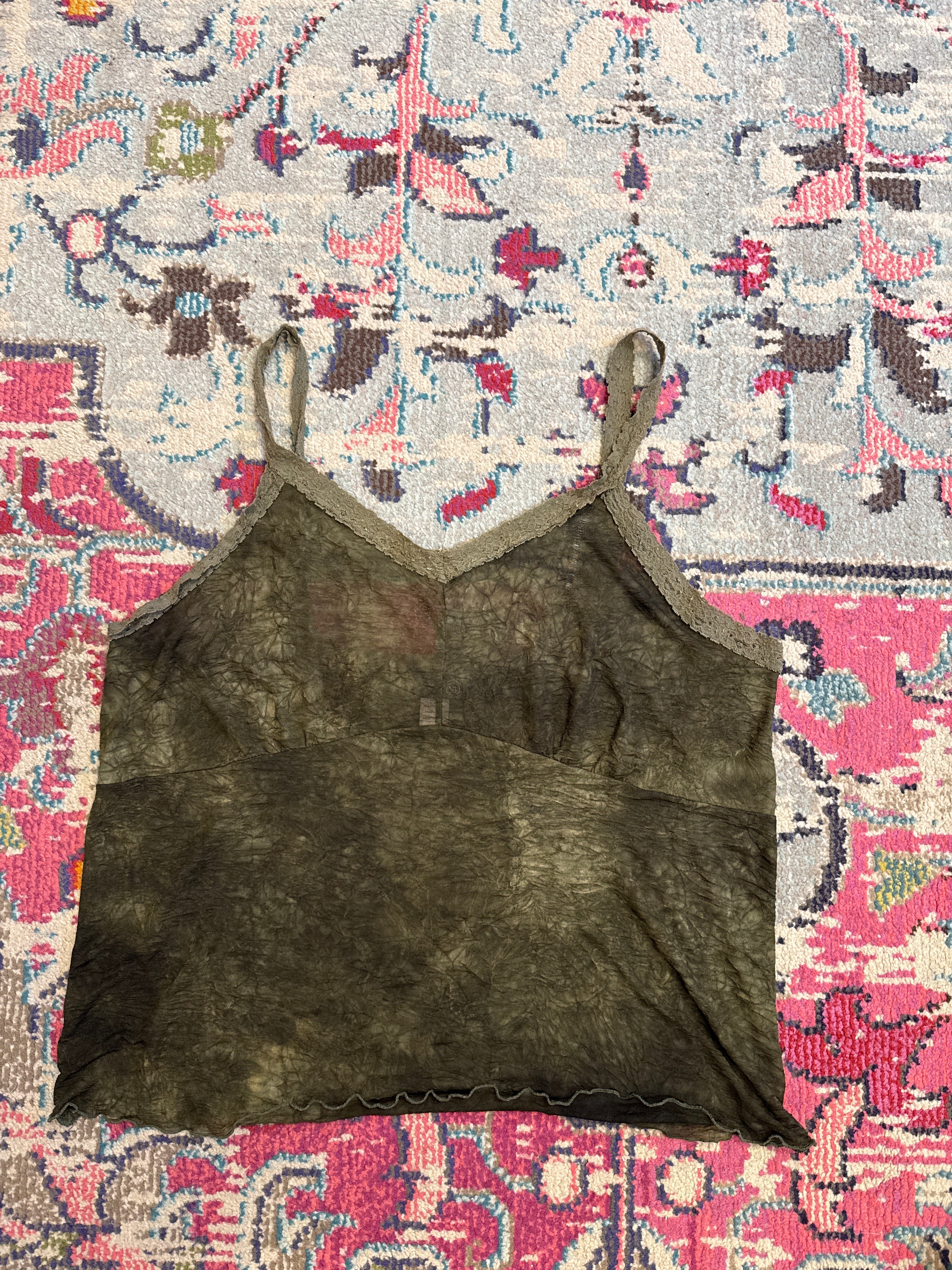 Green Venezia Jeans Lace trim cami top, 22/24