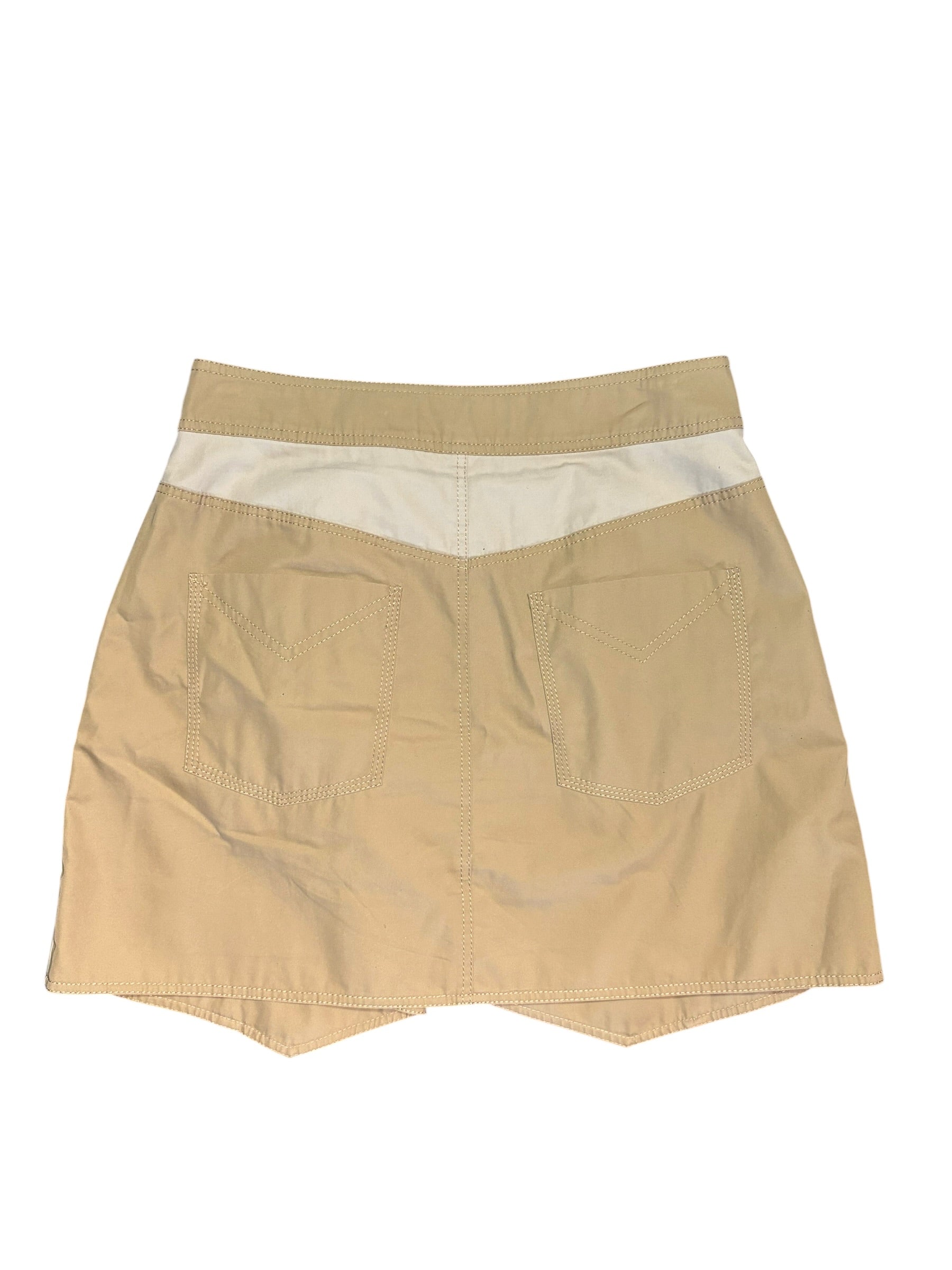 beige tan derek lam button up two tone mini skirt, 8