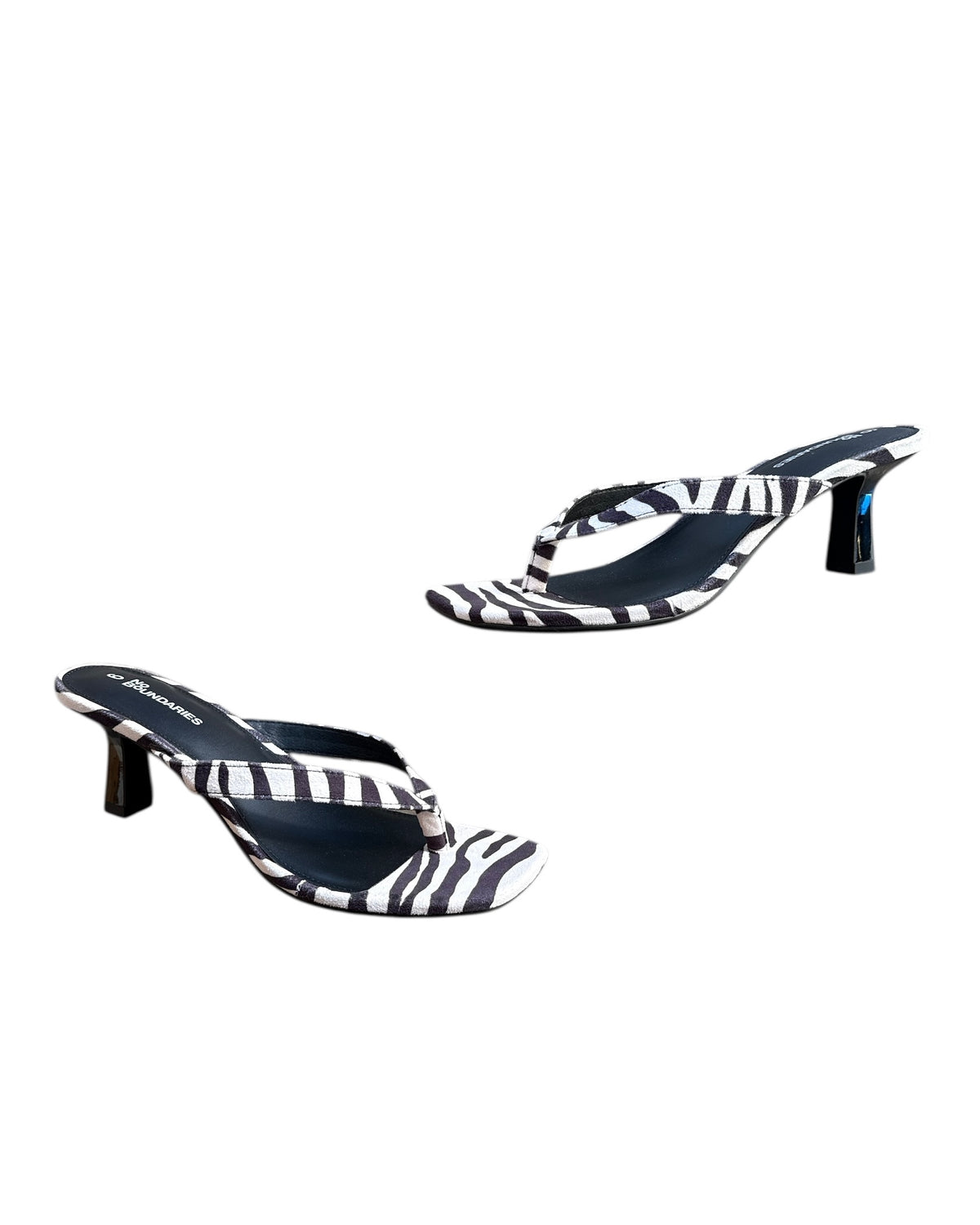 black white nobo animal print flipflop heels, 9