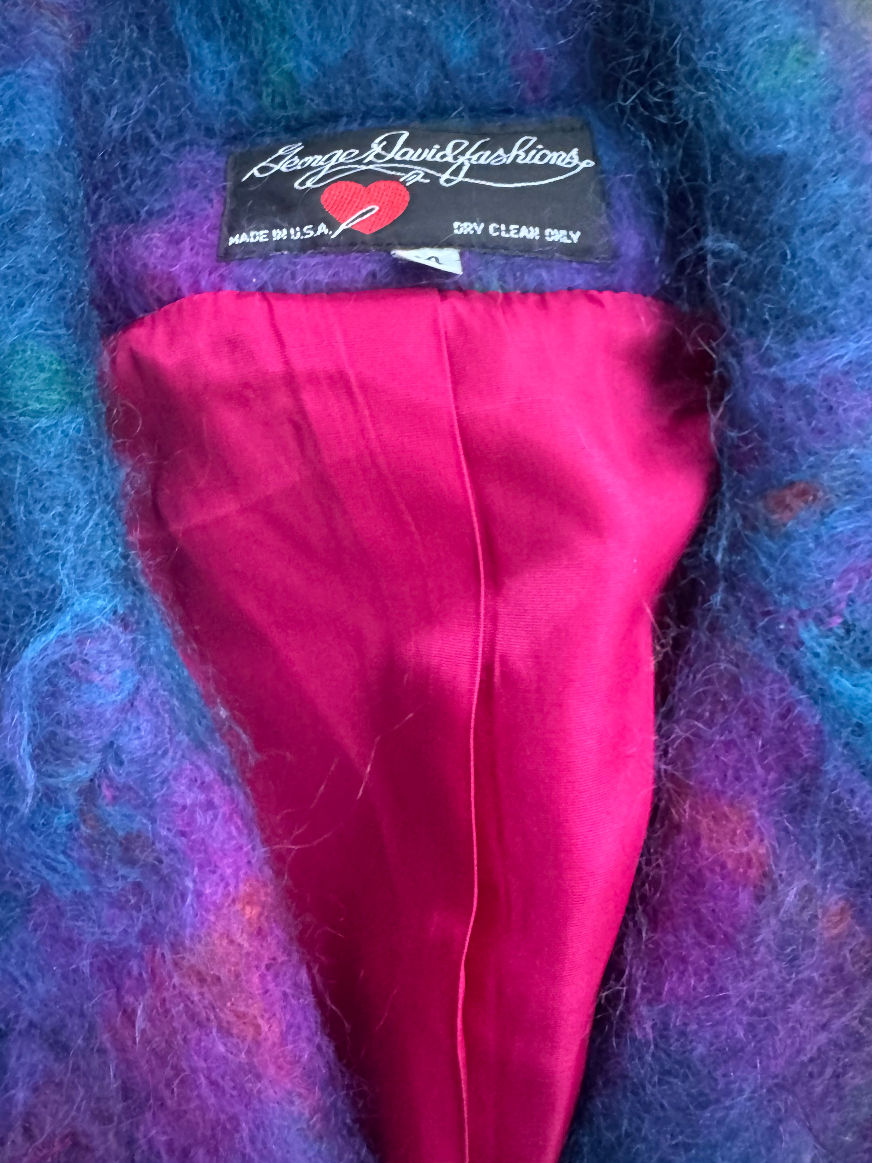 blue purple george david fashions vtg mohair angora blend jacket, 14