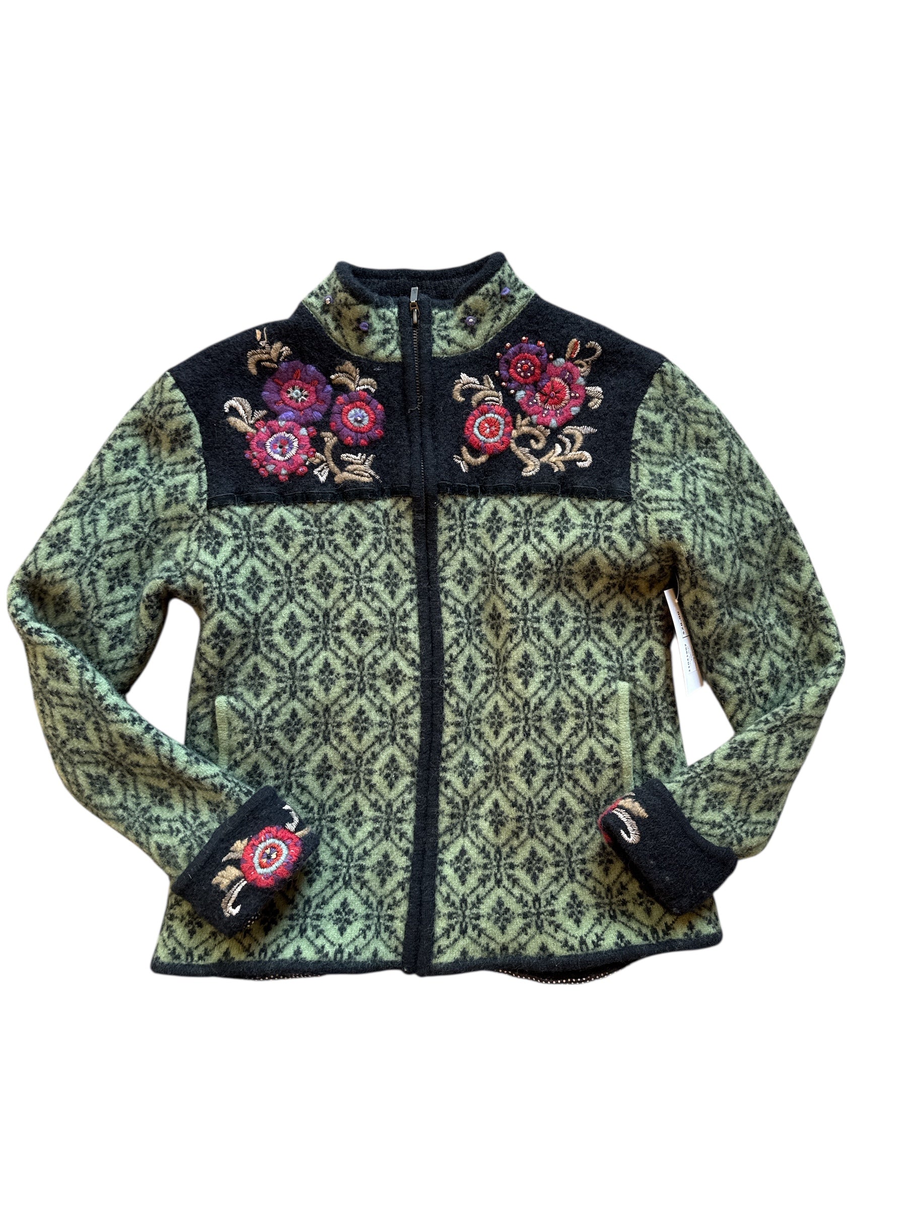 green icelandic design vtg 100% lambswool sweater, L (fits like S!!!)