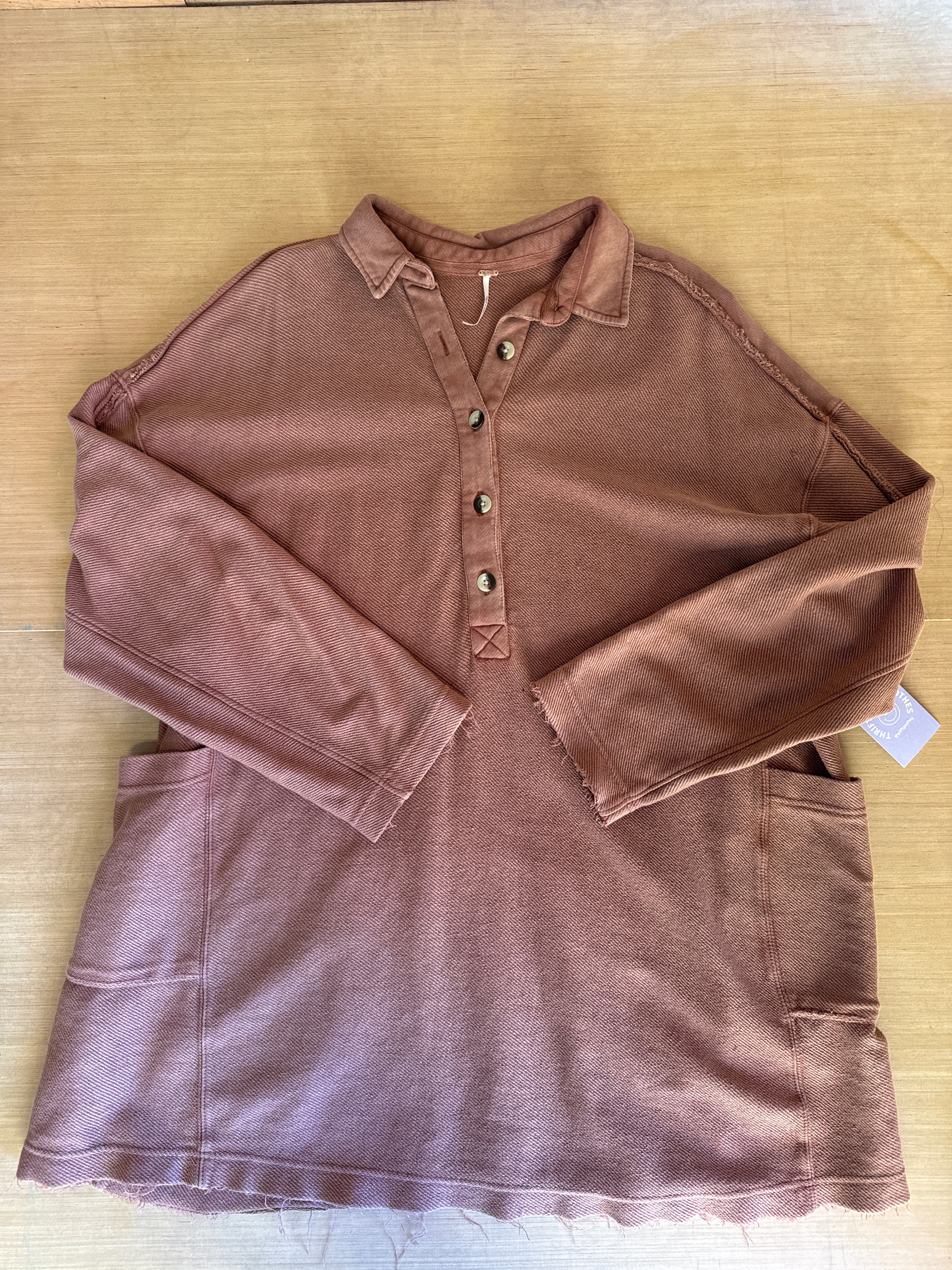 brown free people henley, xl