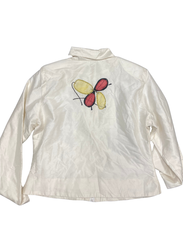 white multi blutique vtg sunnies zip up, m