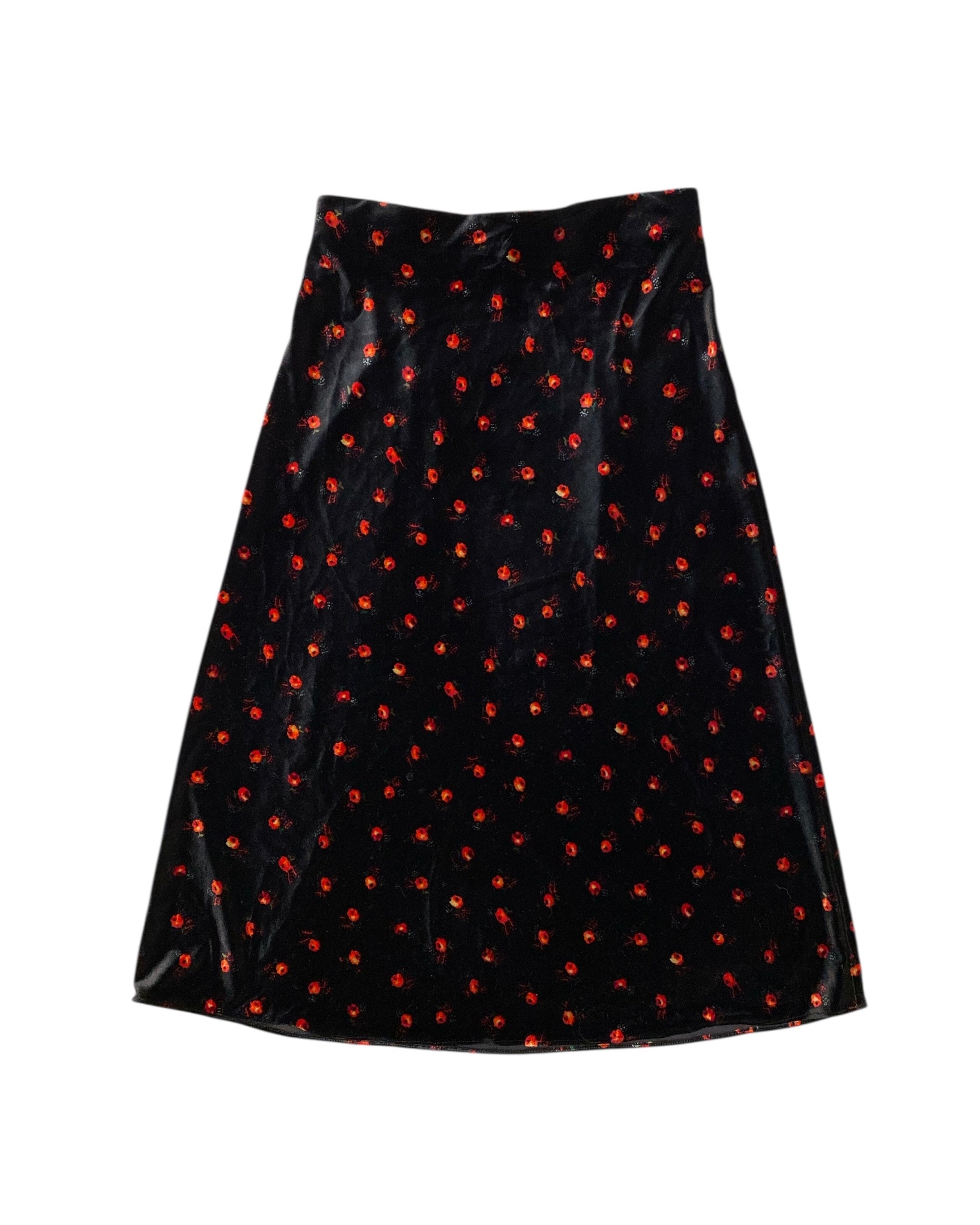 Black red Loft Floral velvet skirt, Xxs