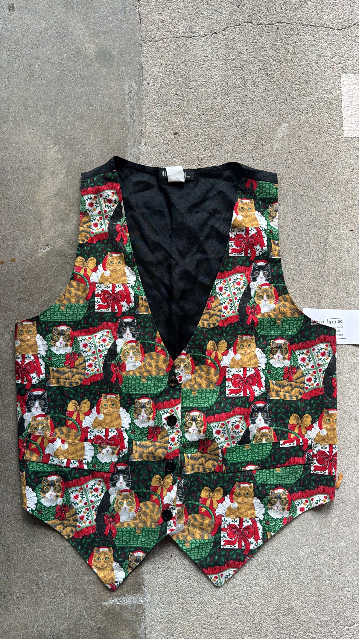 Black Main Christmas cat vest, Small