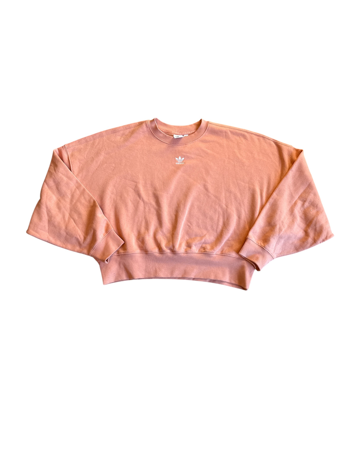 orange adidas crop branded sweatshirt, m
