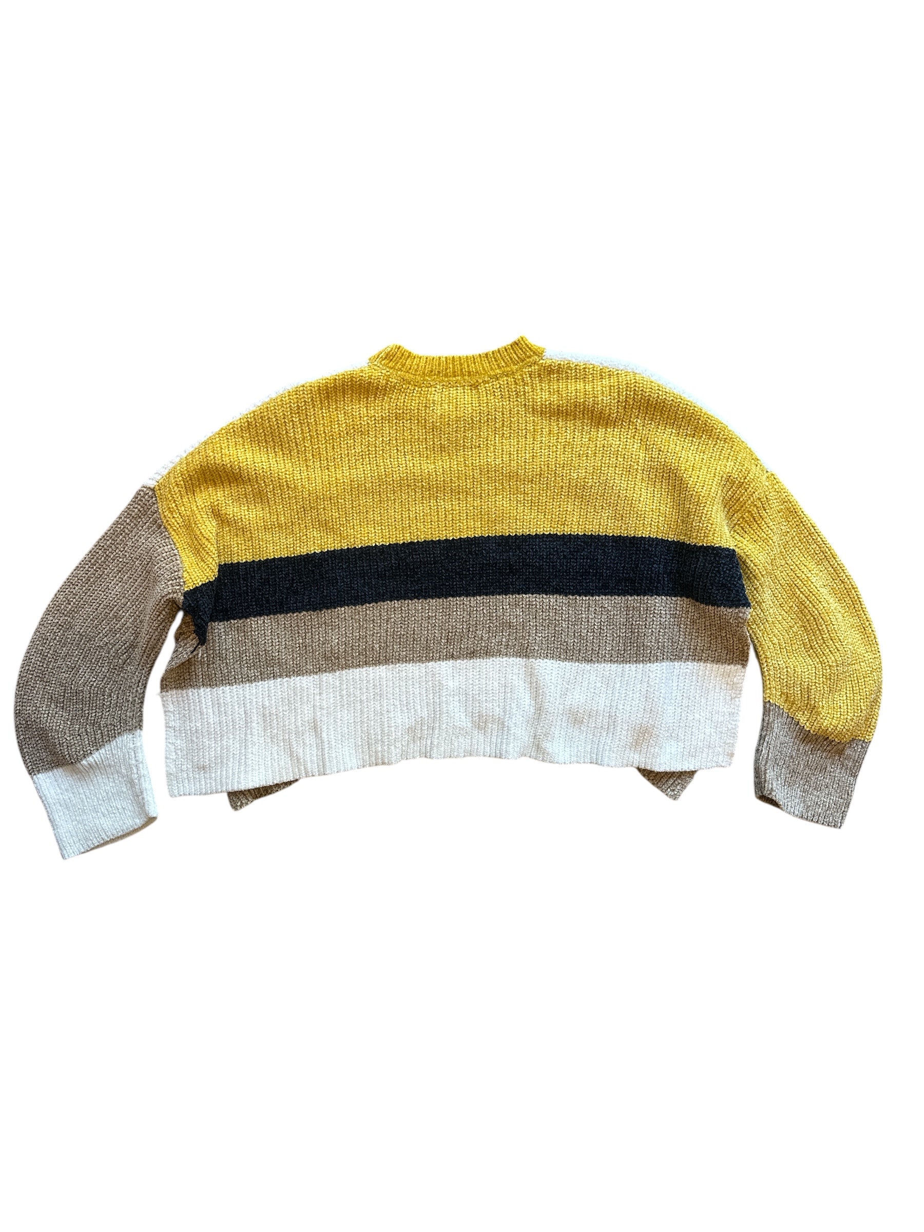yellow white brown urban outfitters chenile stripe sweater, s
