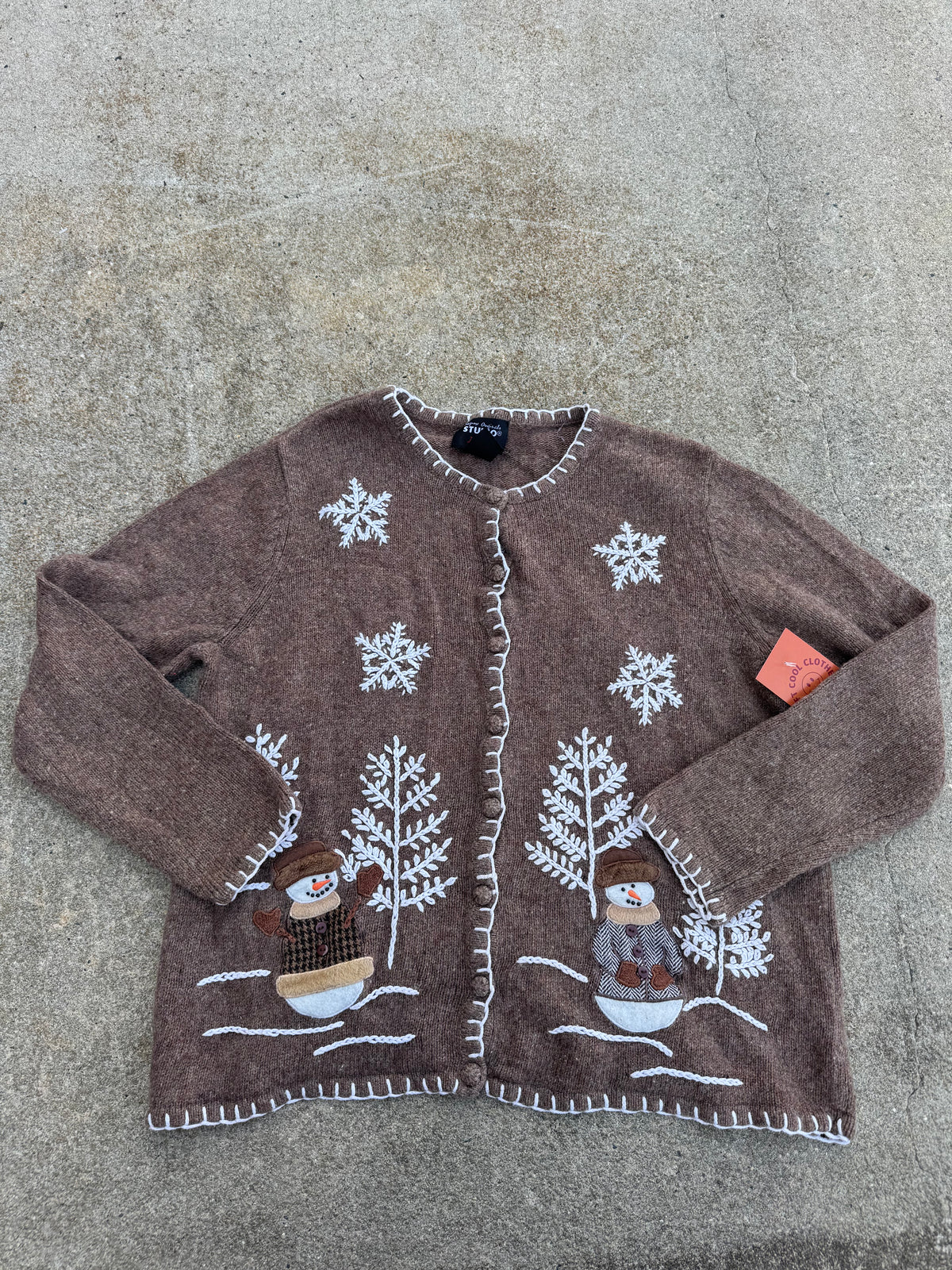 Tan Studio Joy Snowman cardi, L