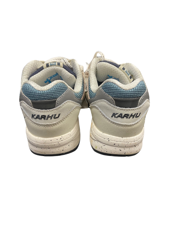 Gray peach green Karahu workout sneakers, 4.5