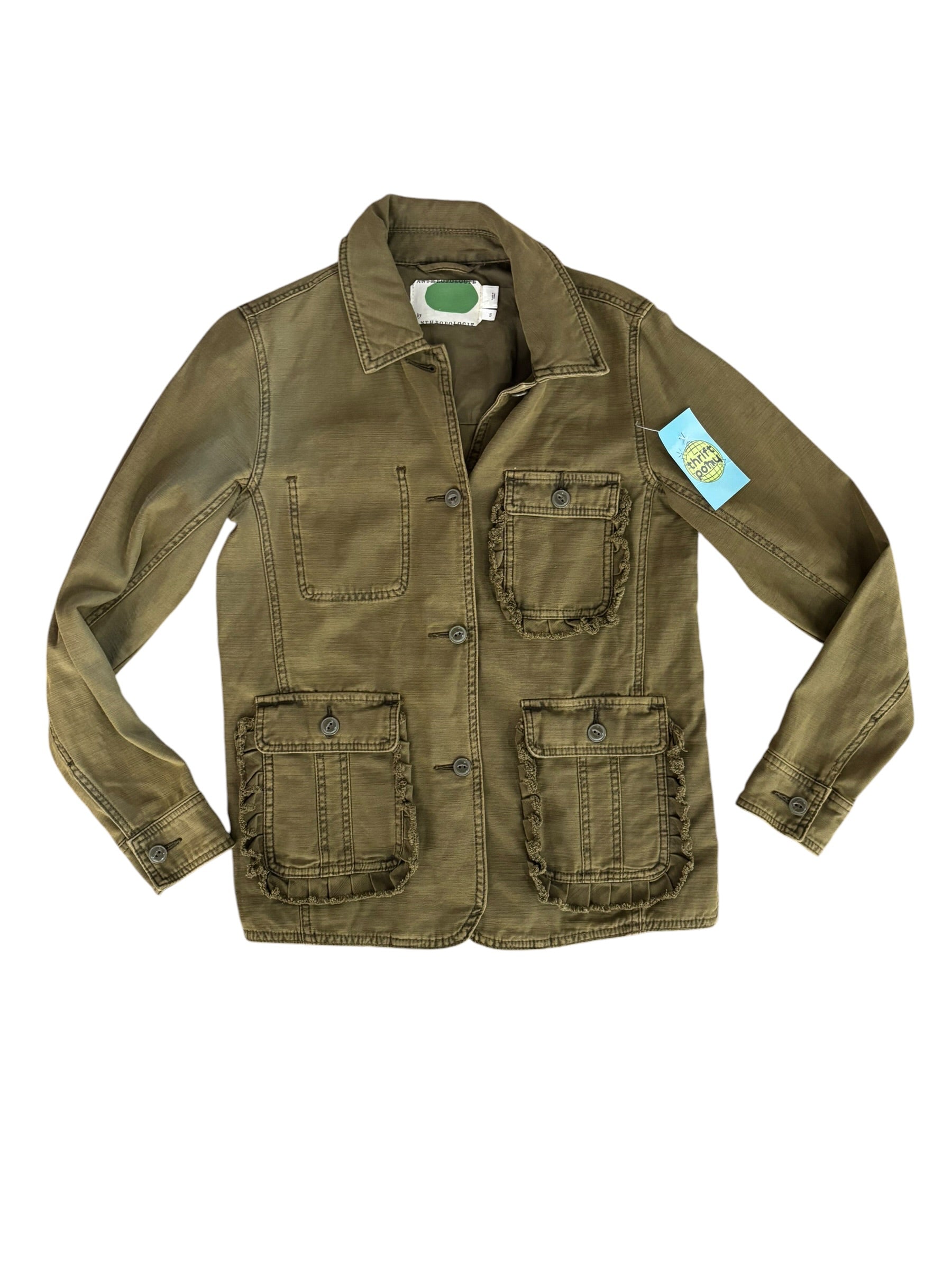 green anthropologie 4 pocket jacket, xs
