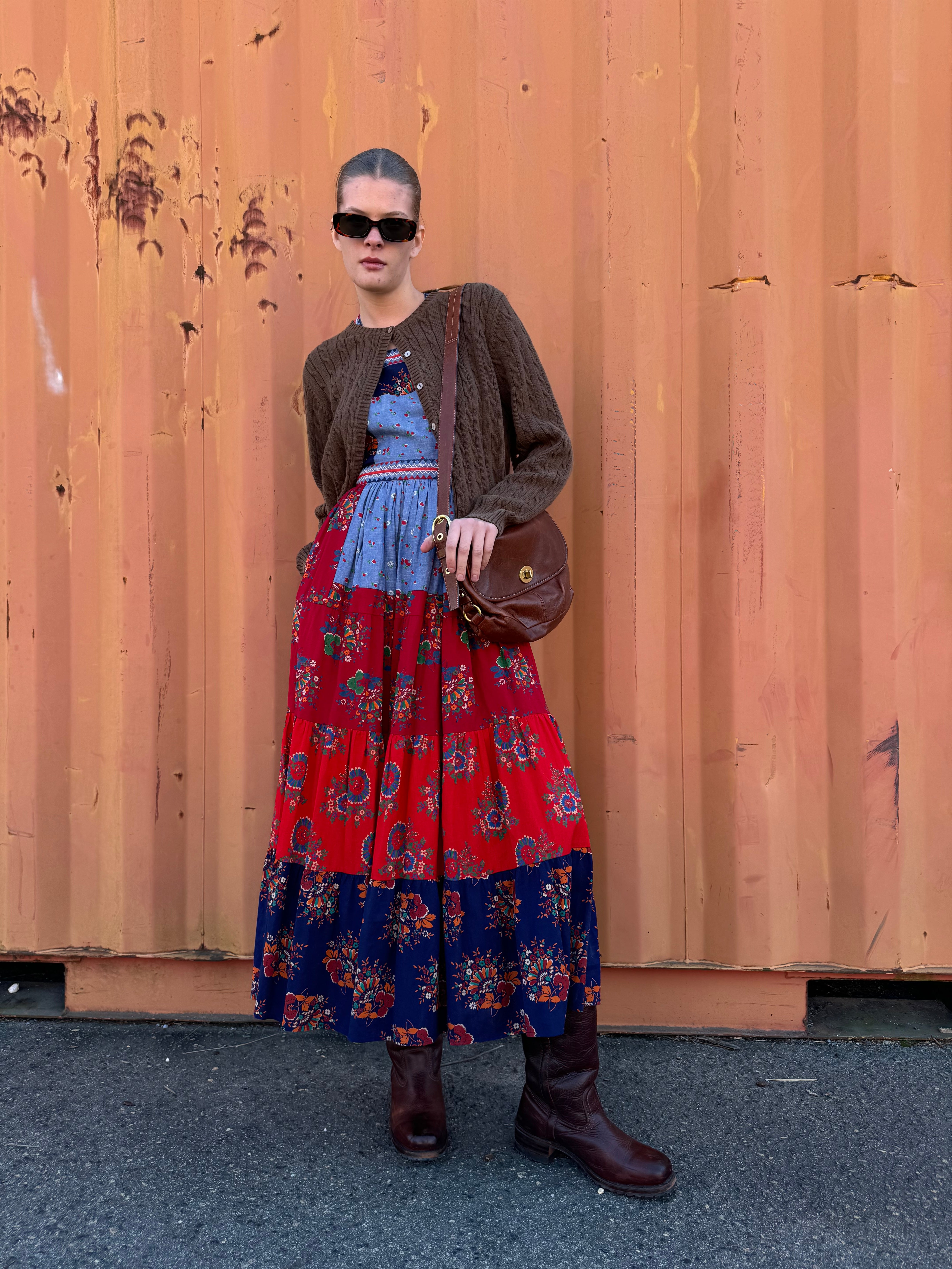 red blue ulla johnson lune patchwork dress, 2 (read description!)