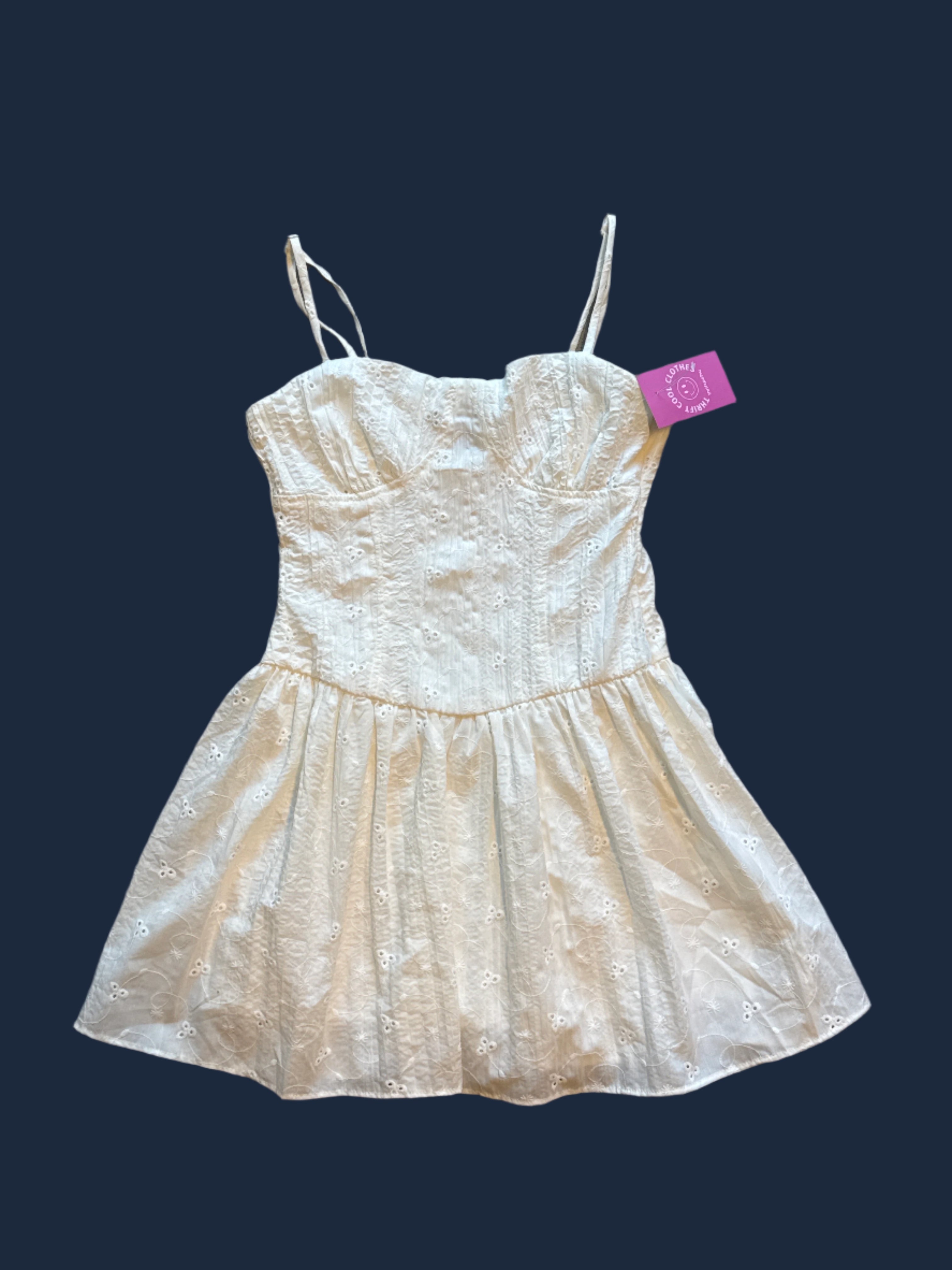 white forever 21 eyelet mini dress, s