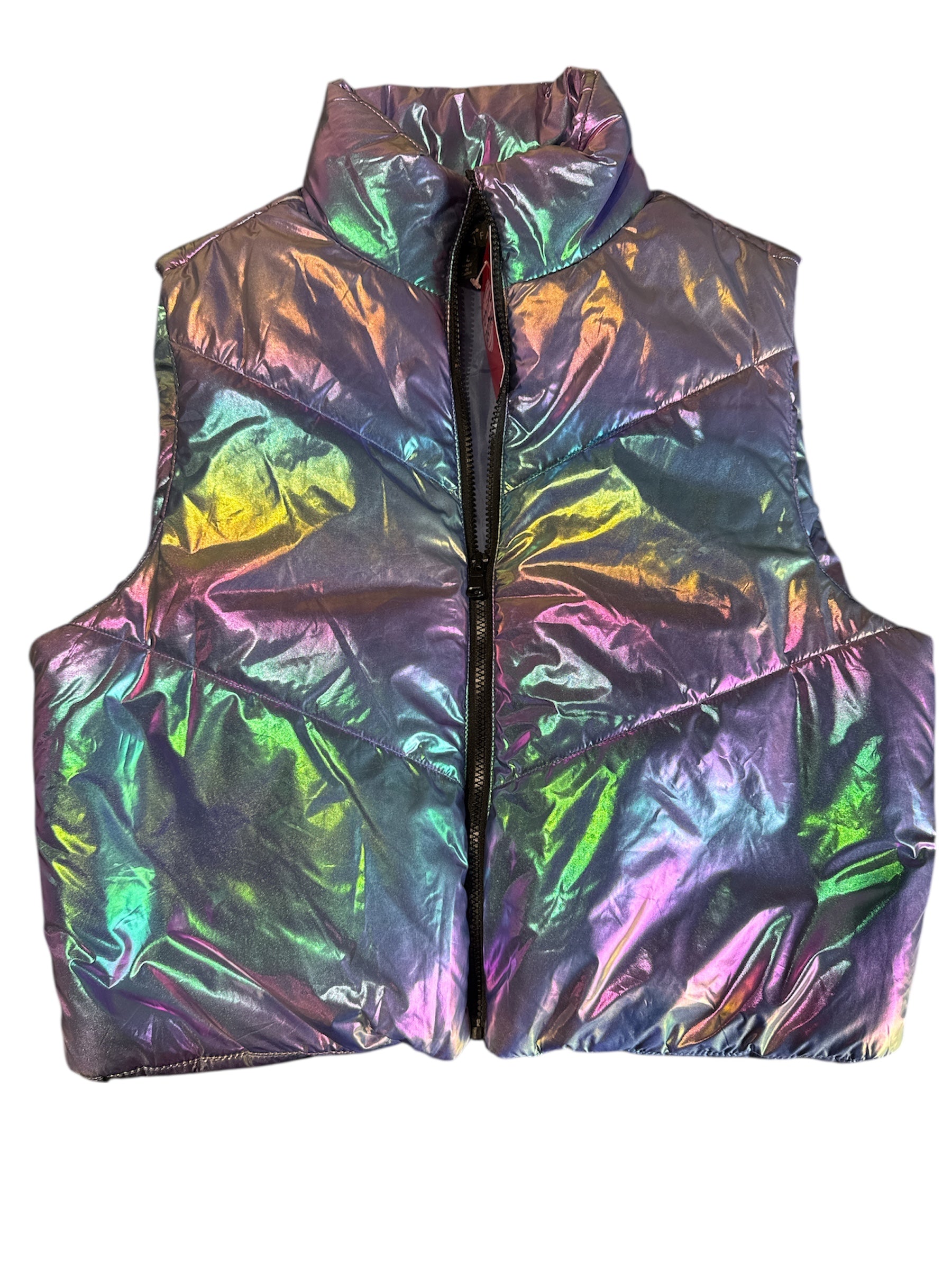 irridescent Almost famous puffer vest, L