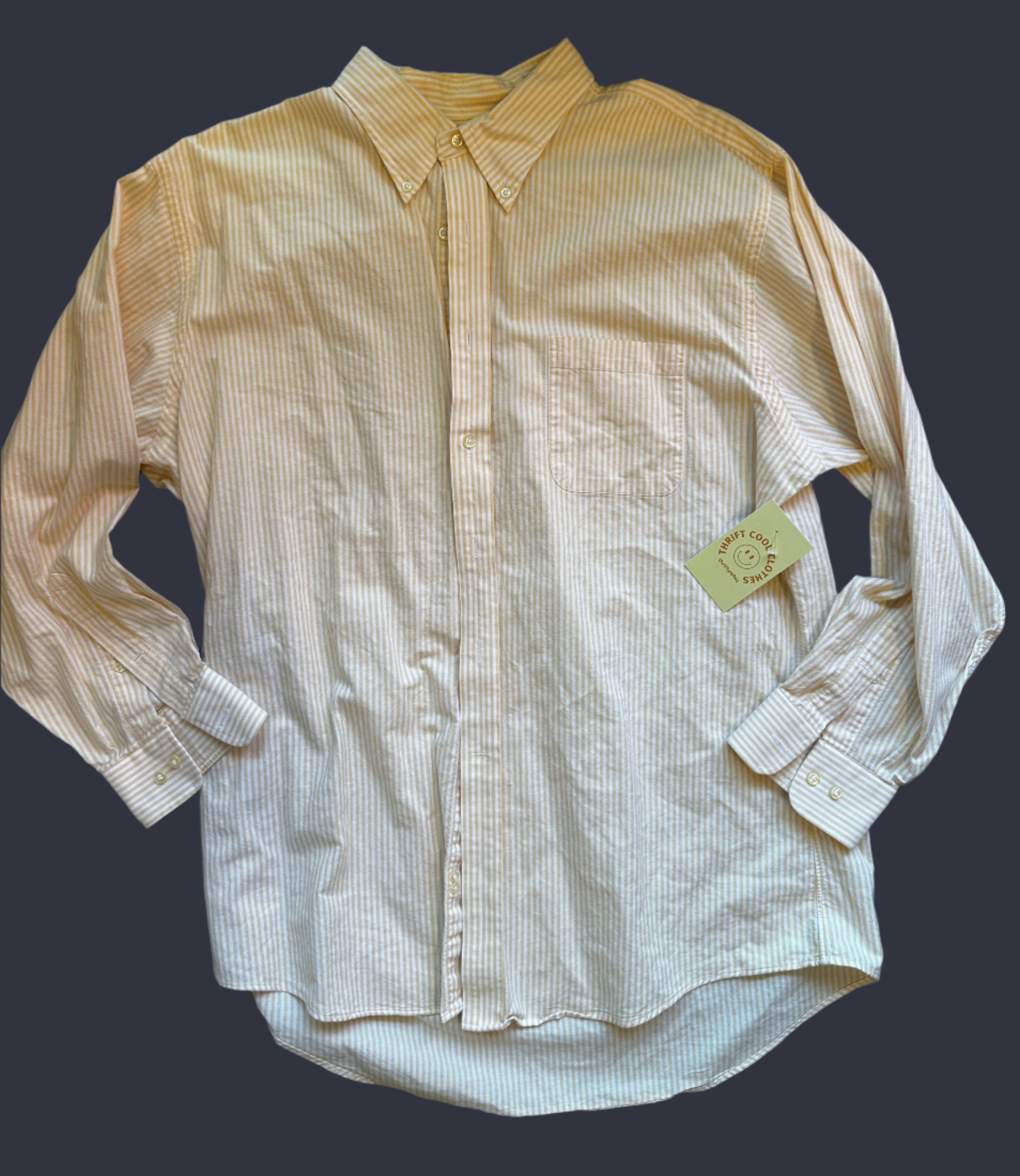 yellow white Lands' End yellow striped button down, 17 1/2-33 (fits like L)