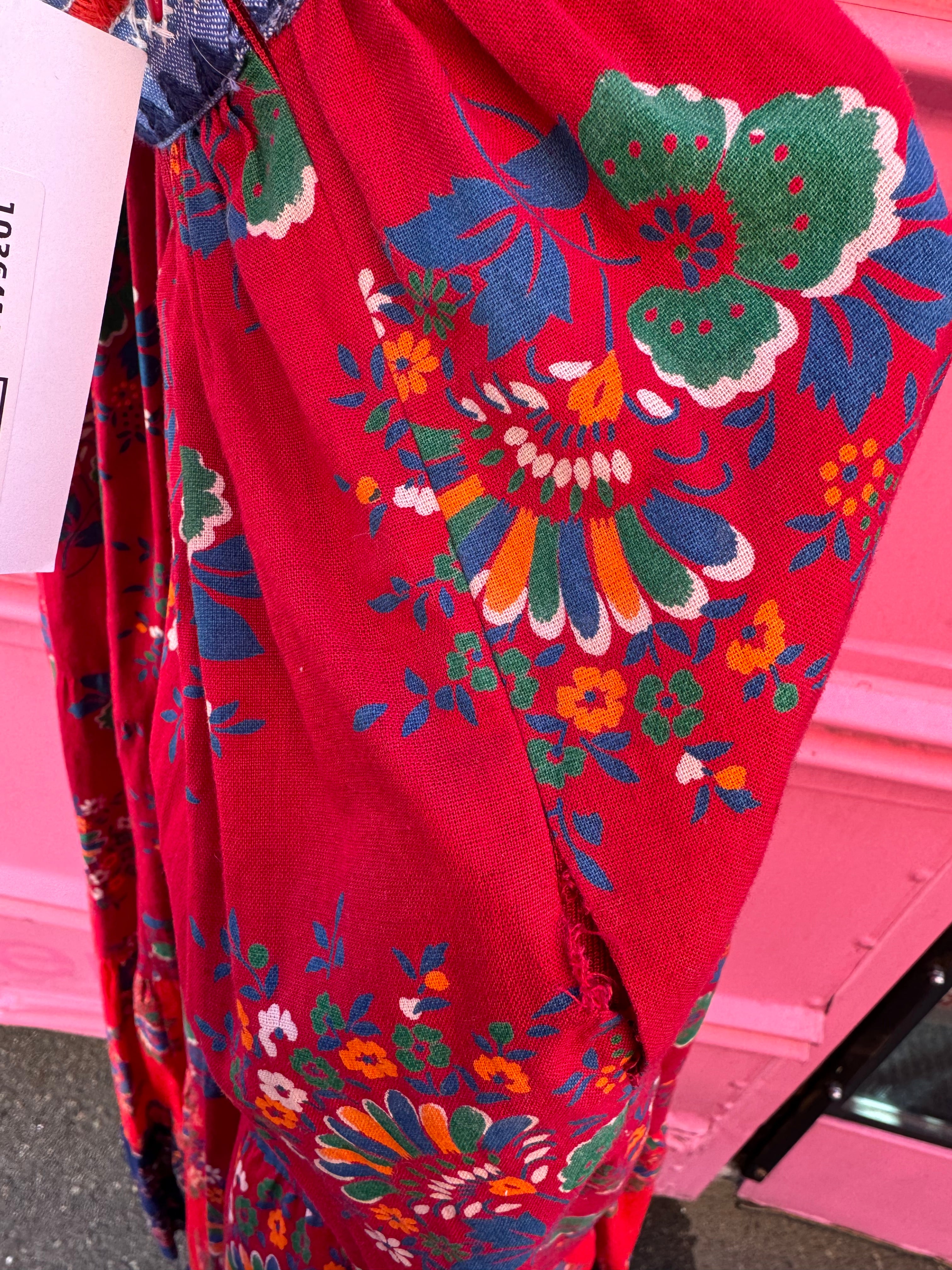 red blue ulla johnson lune patchwork dress, 2 (read description!)