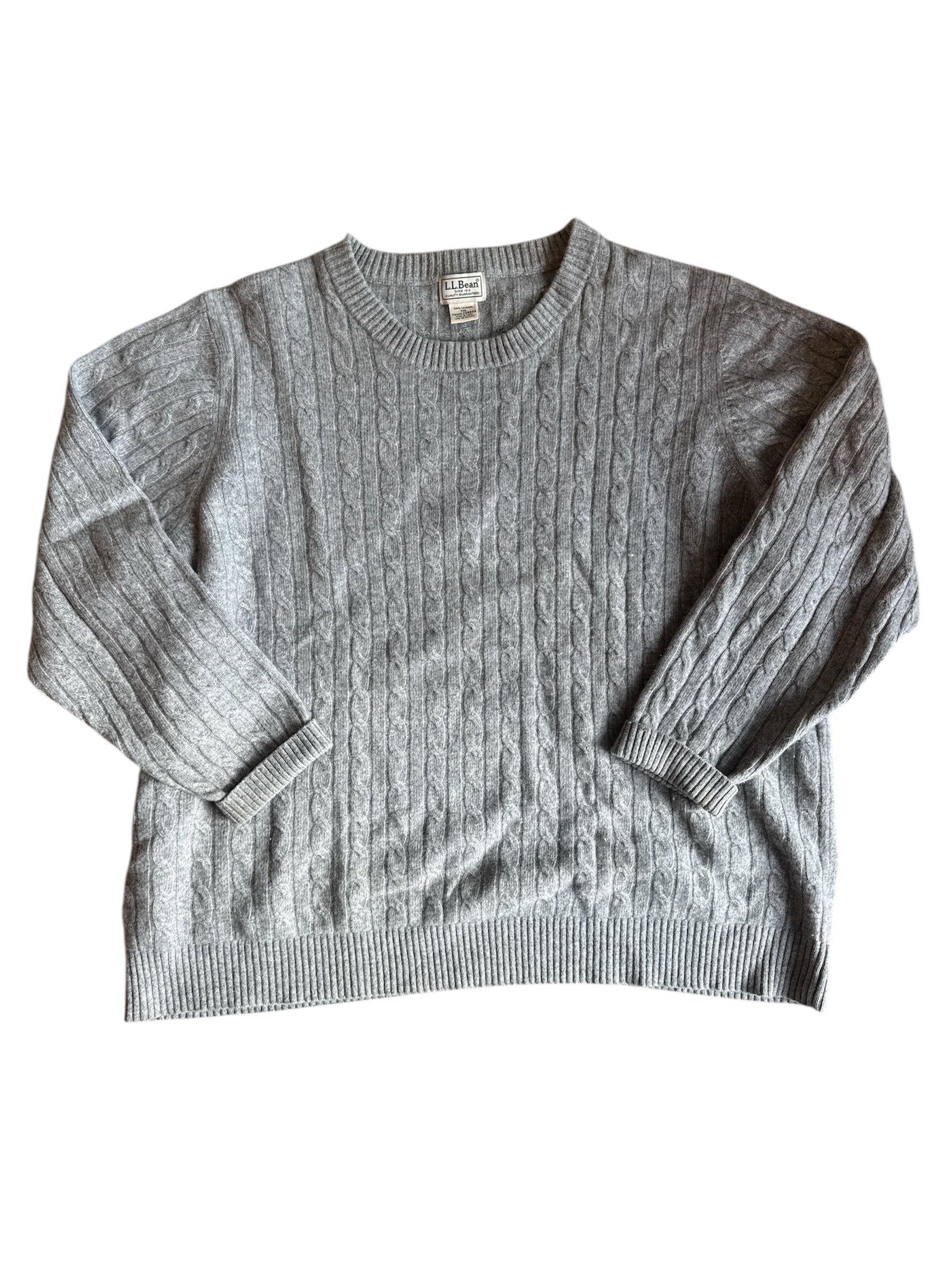 Grey Ll bean 100% cashmere cable sweater, Xxl