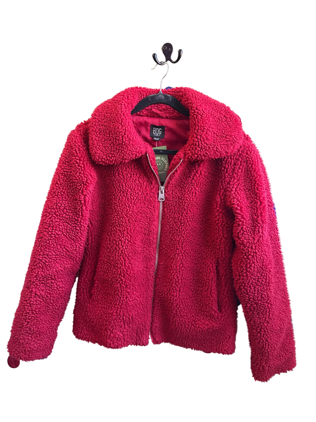 red bdg sherpa zip up jacket, XS