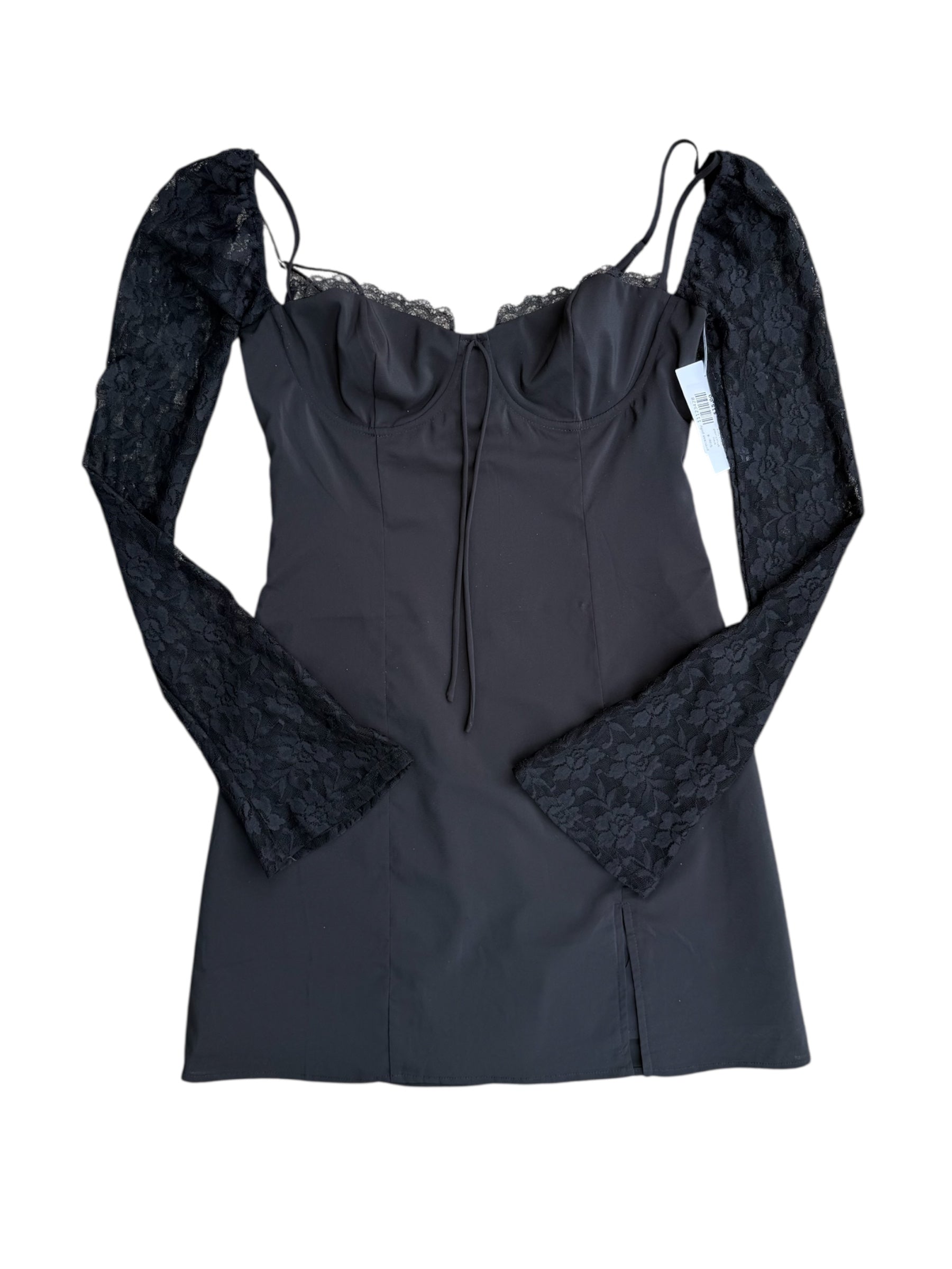 blakc princess polly structured dress lace sleeve, 4