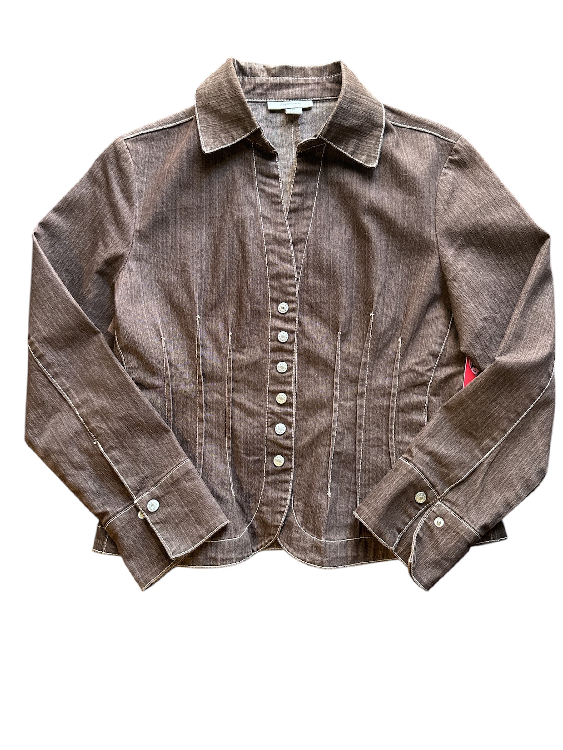 brown dressbarn denim blazer, m
