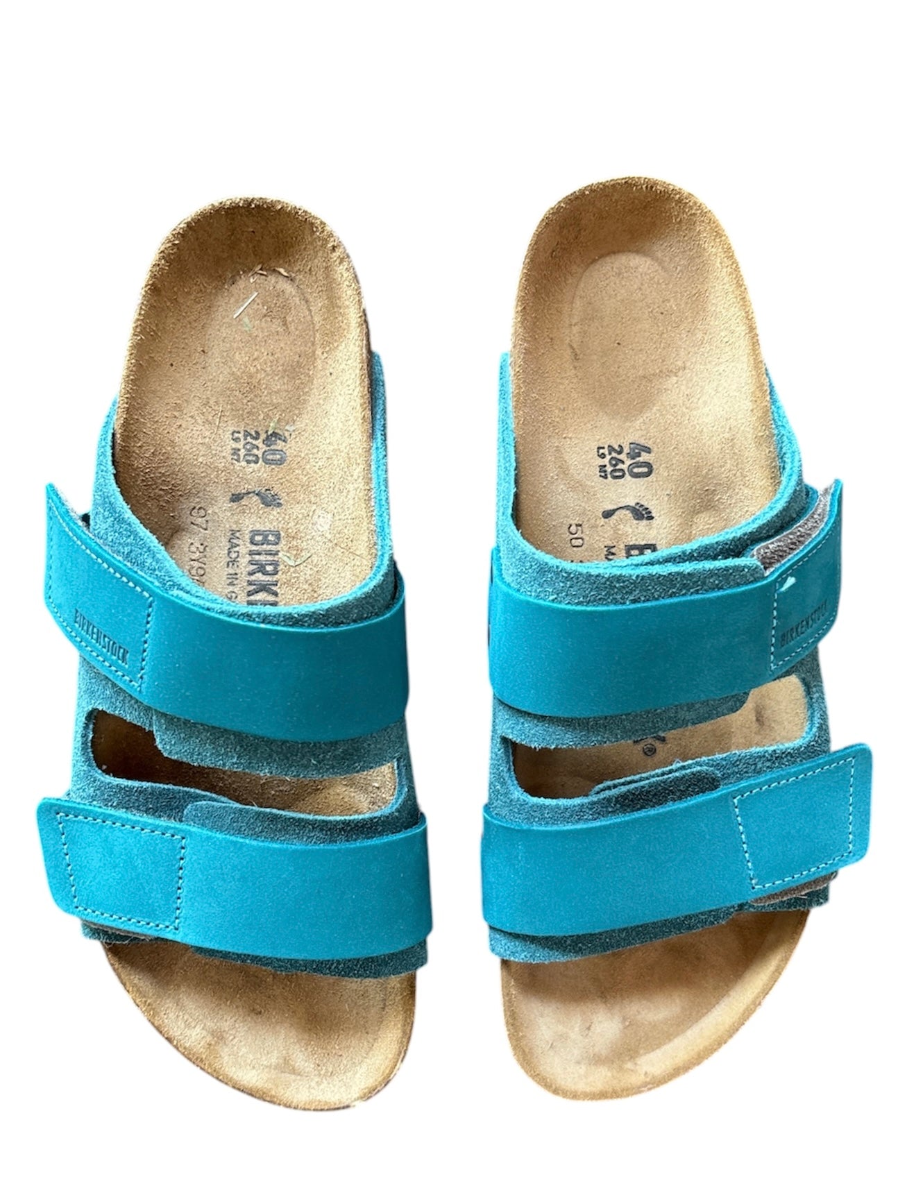 teal Birkenstock double strap slide, 9