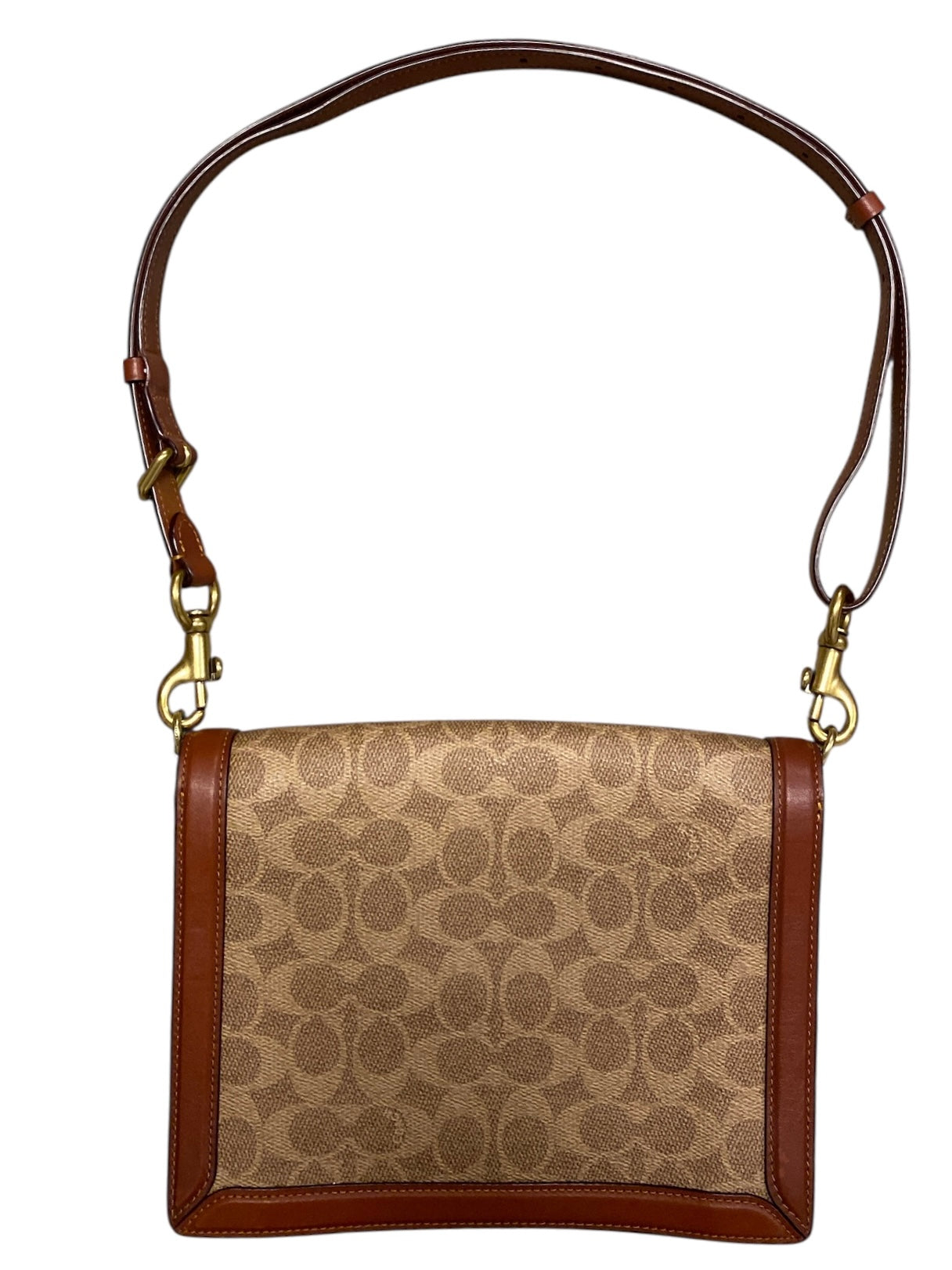 brown red coach cross body bag w adjustable strap