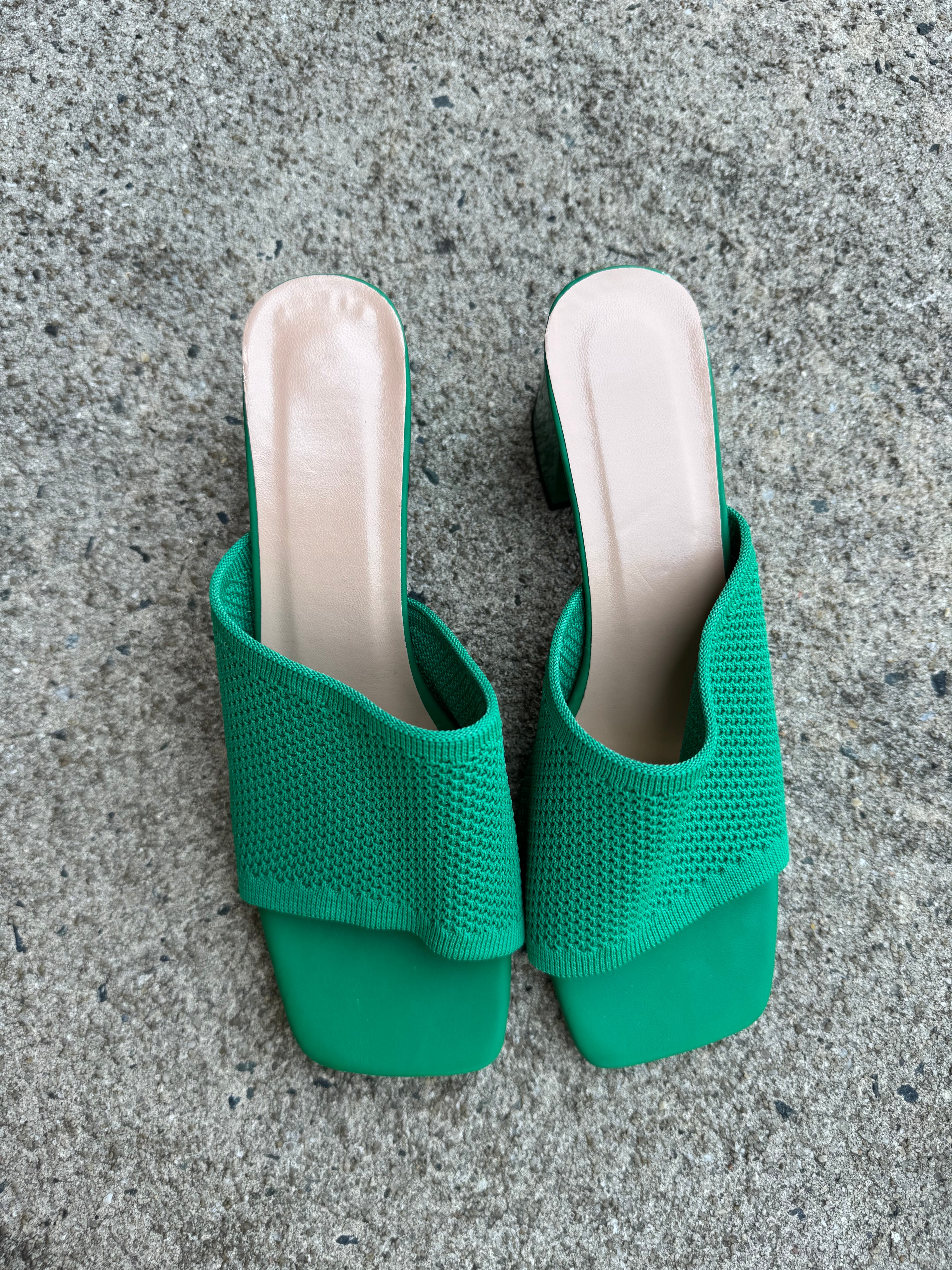 Green Mesh mules, 39