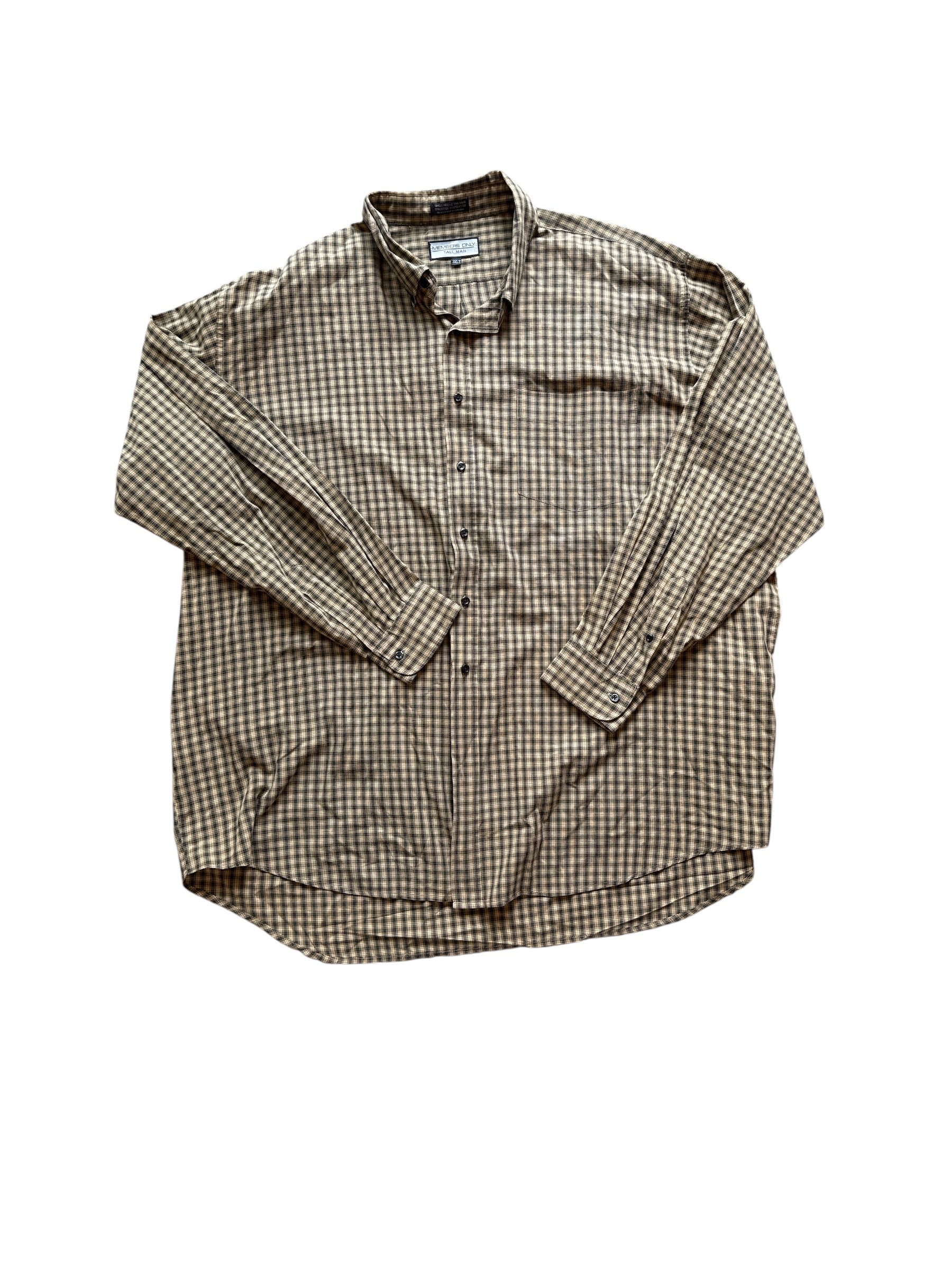 Yellow green Members only Ls plaid button up, 3XLT