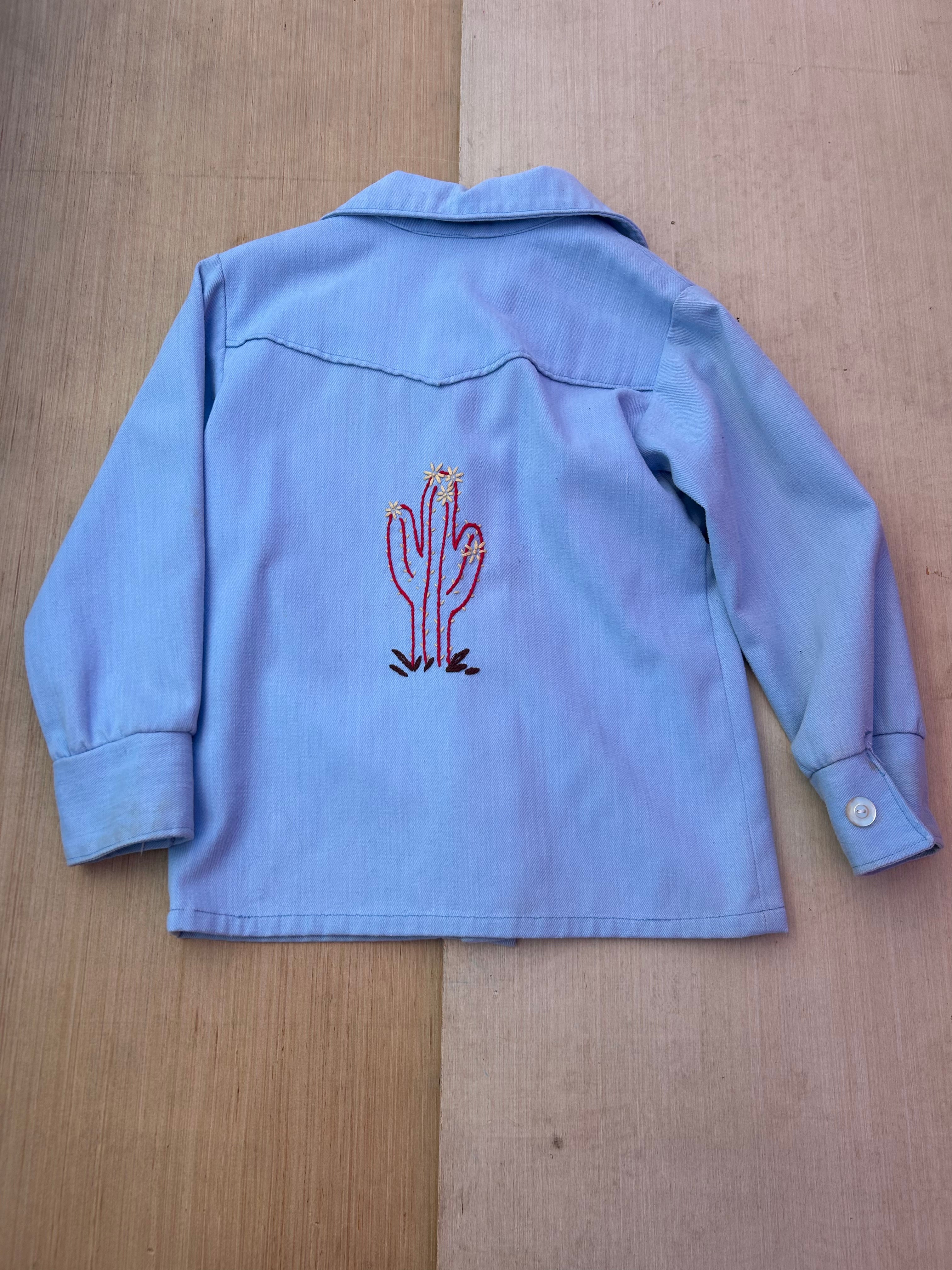 blue embriodered cactus jacket, xs
