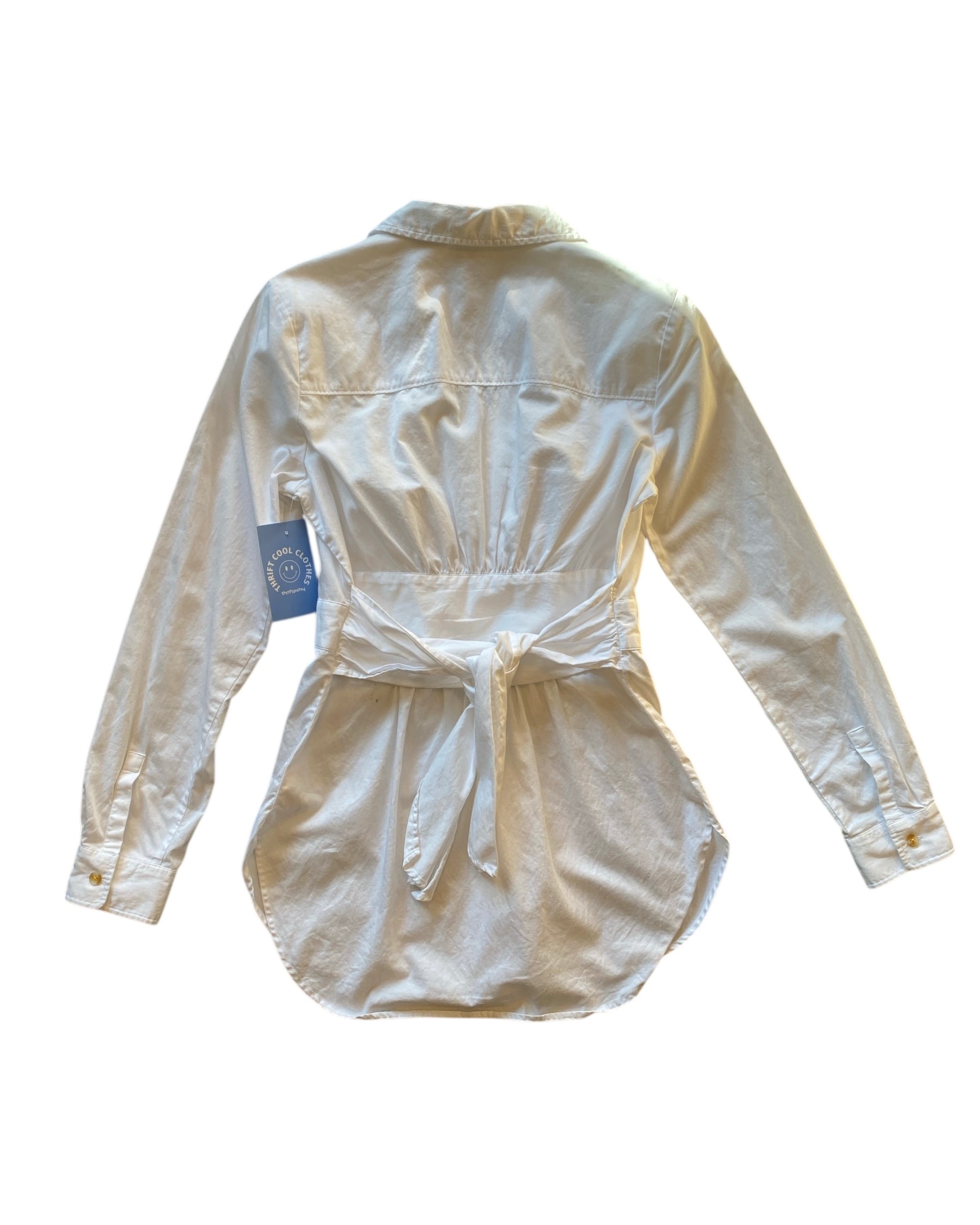 white Maeve button down peplum shirt dress, 4