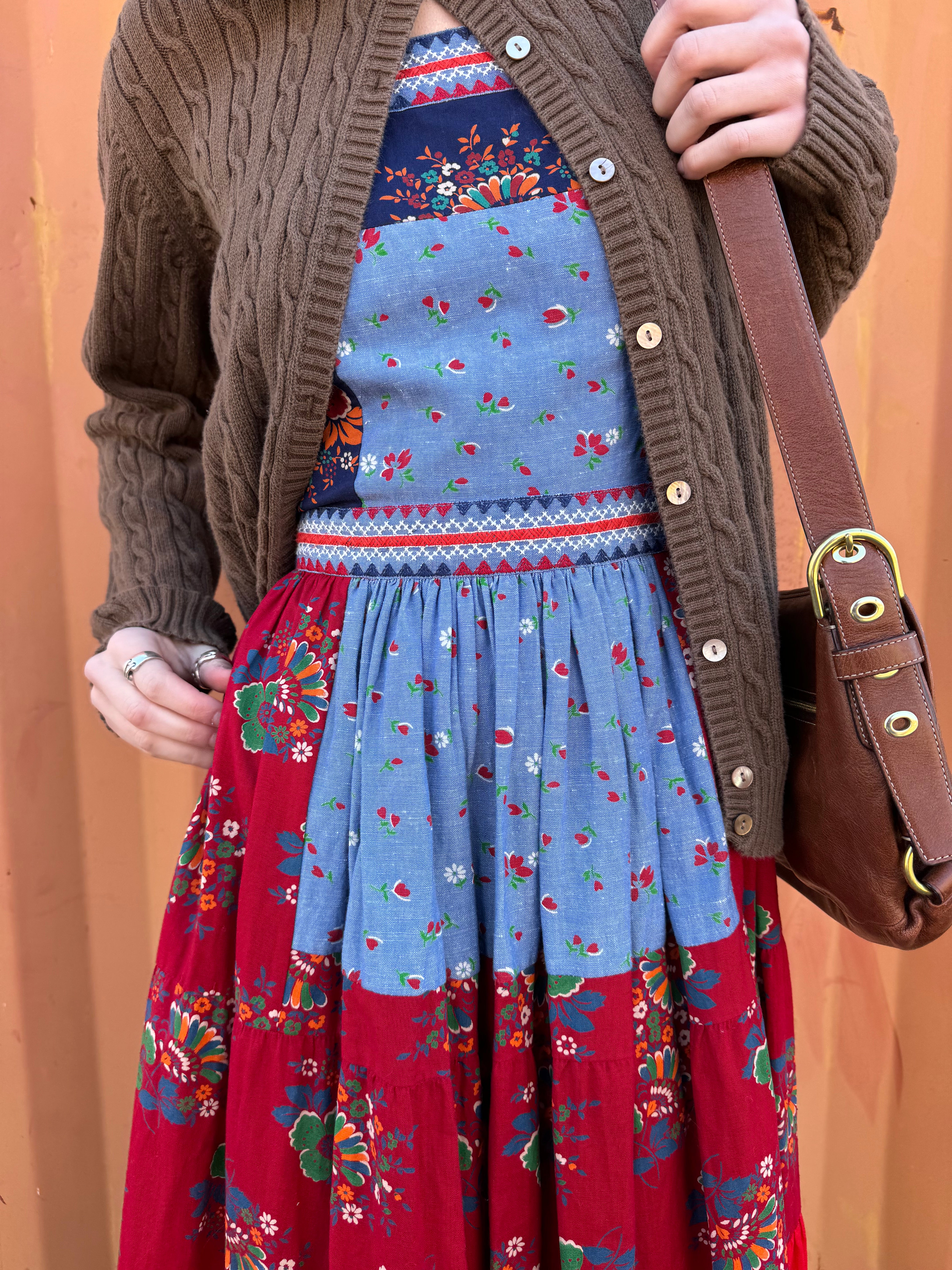 red blue ulla johnson lune patchwork dress, 2 (read description!)