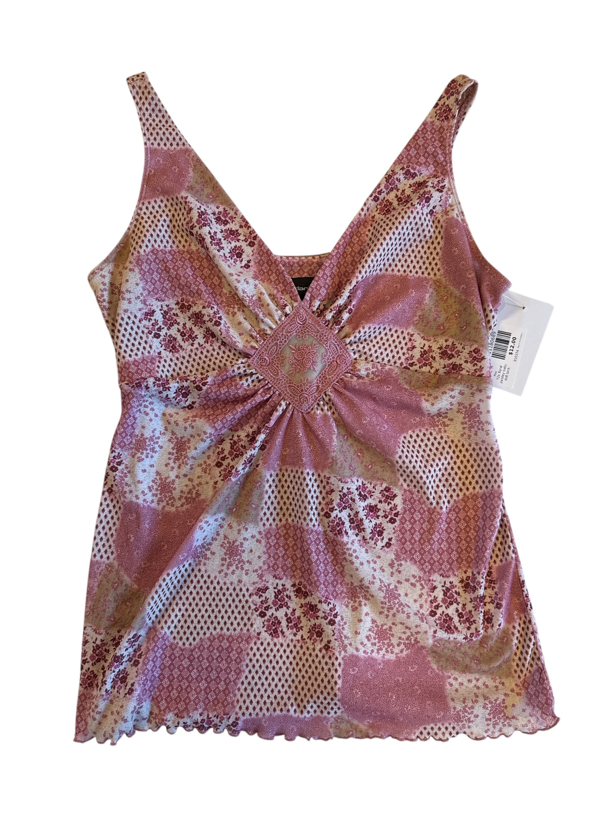 Pink No boundaries Y2k floral paisley baby doll tank, M