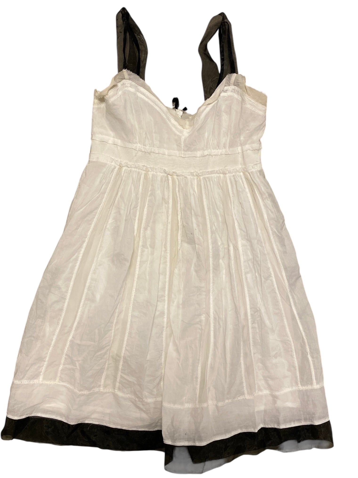 black white ann taylor loft mesh trim ruched mini tank dress, 0