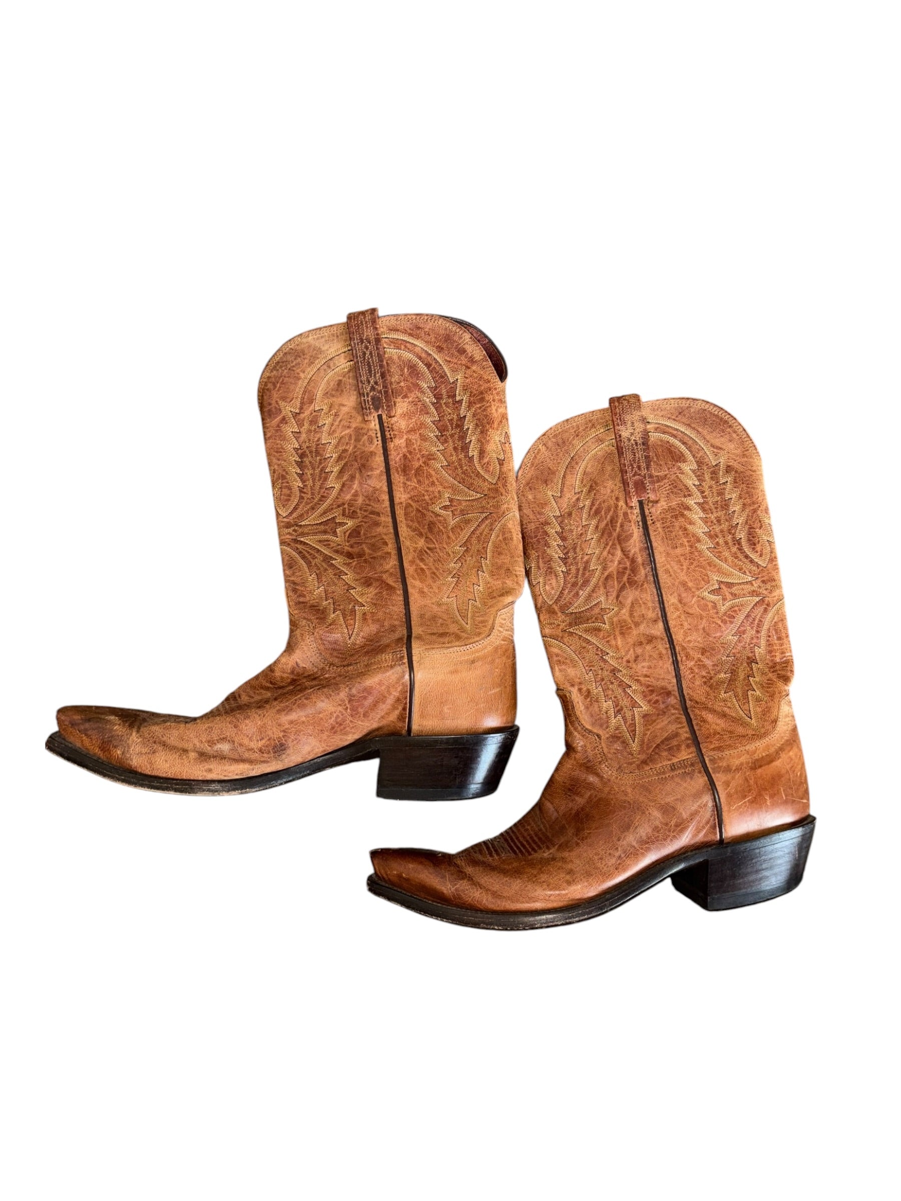 brown Lucchese pointed cowboy boots, mens 10