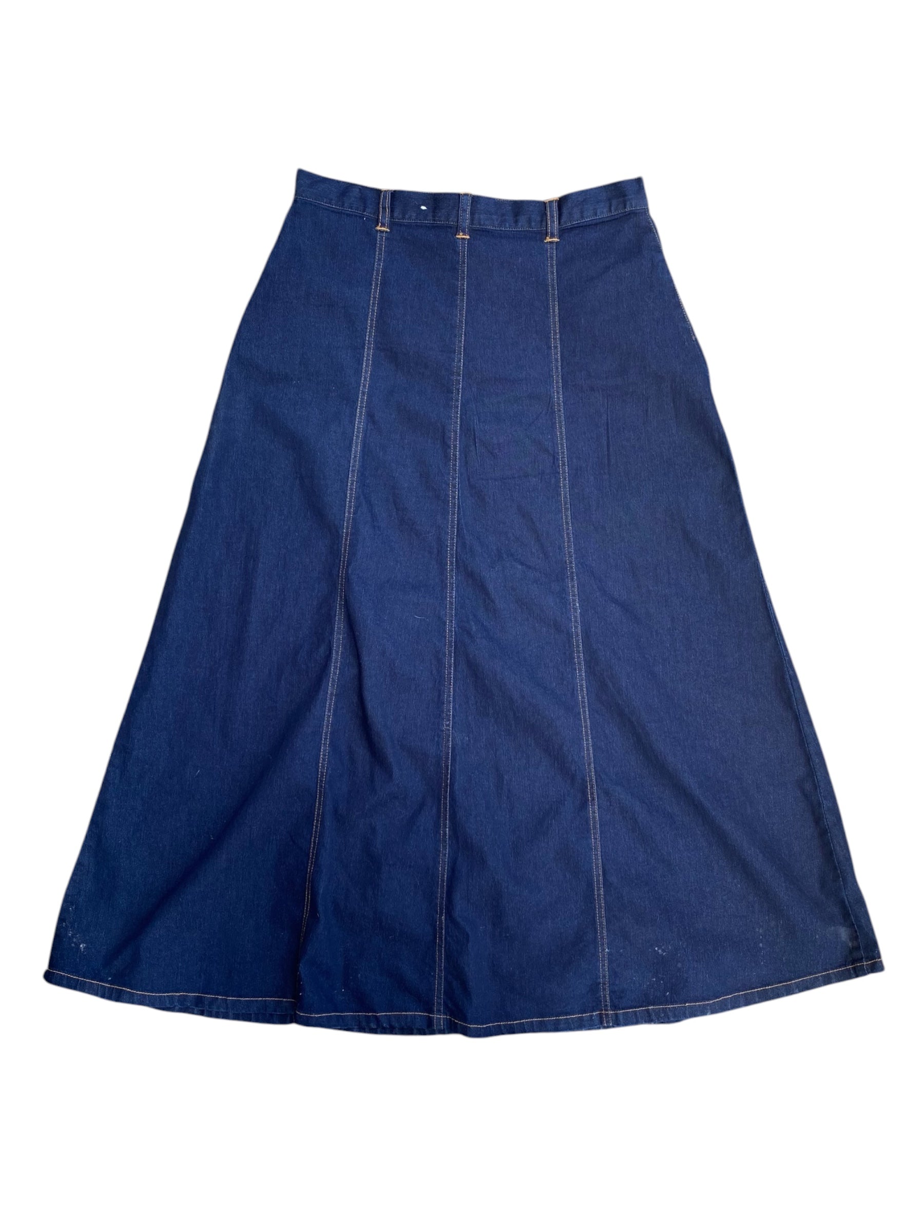 Dark blue Solo jeans vtg pleated denim maxi skirt, 8