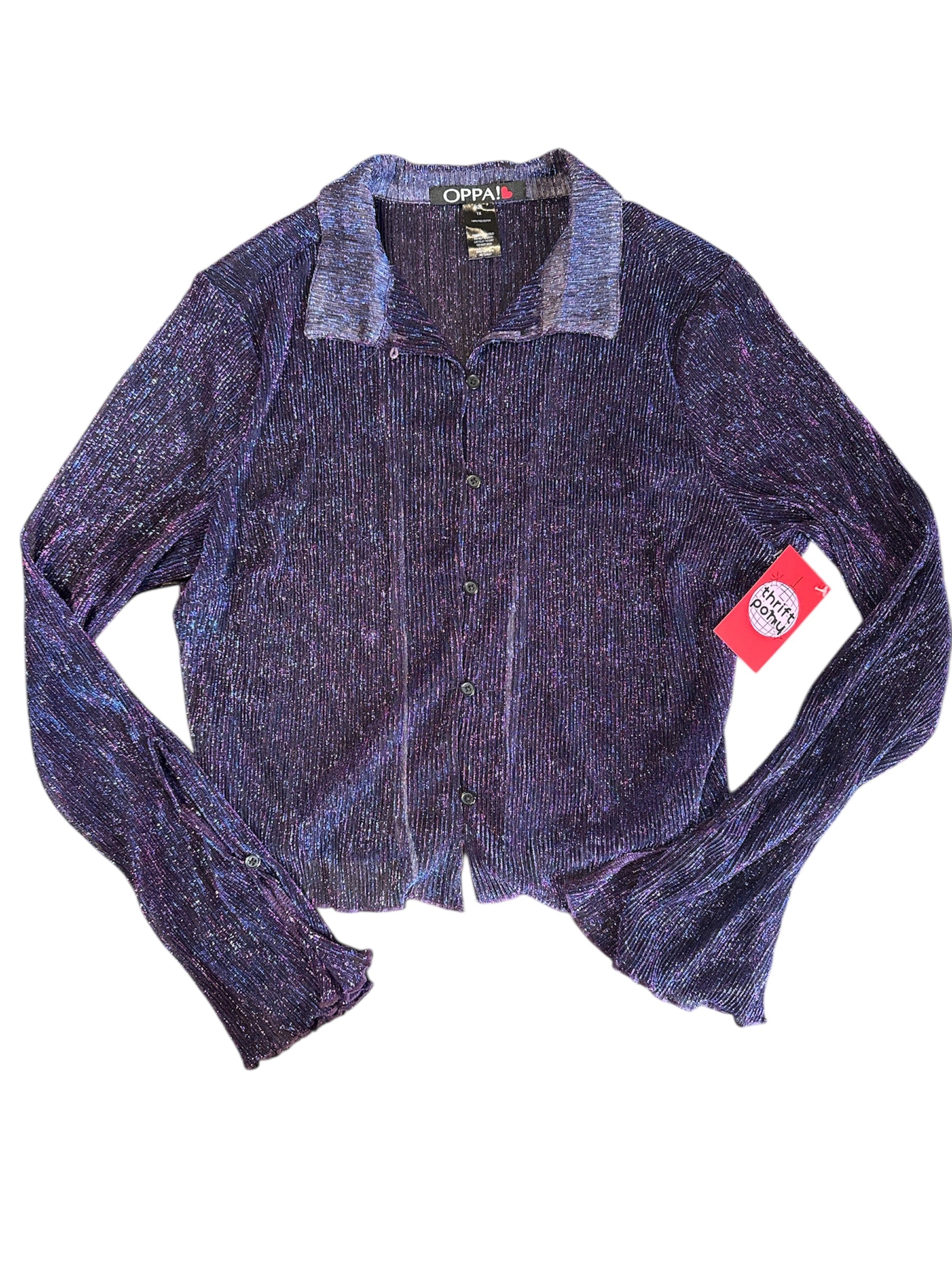 Purple Oopa! Sheer shimmery ls, 1x