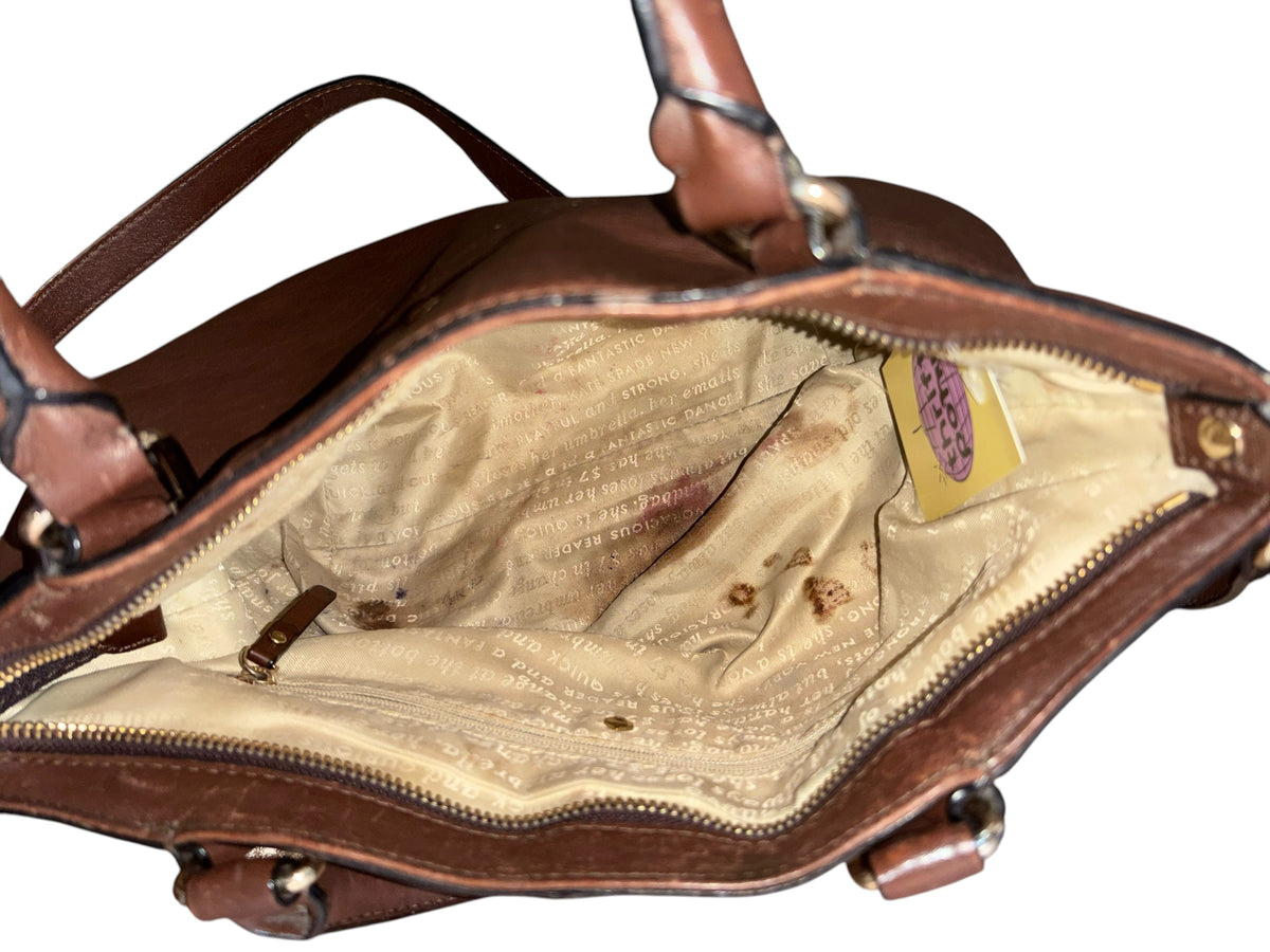 brown kate spade leather handbag