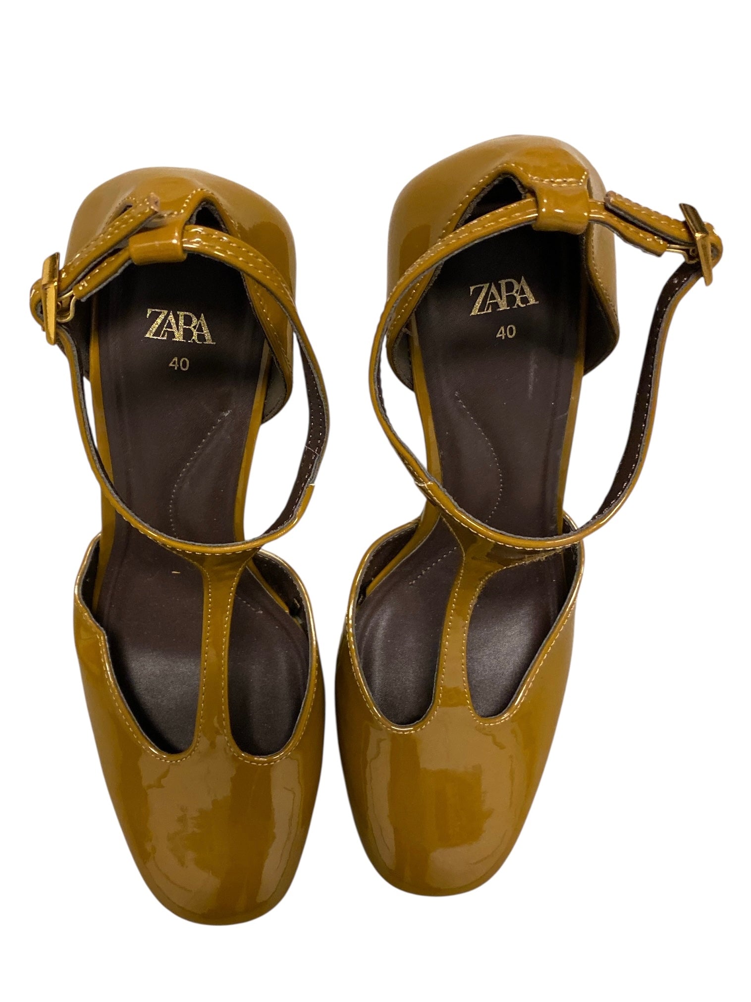 chocolate brown zara rounded toe strappy heel, 40