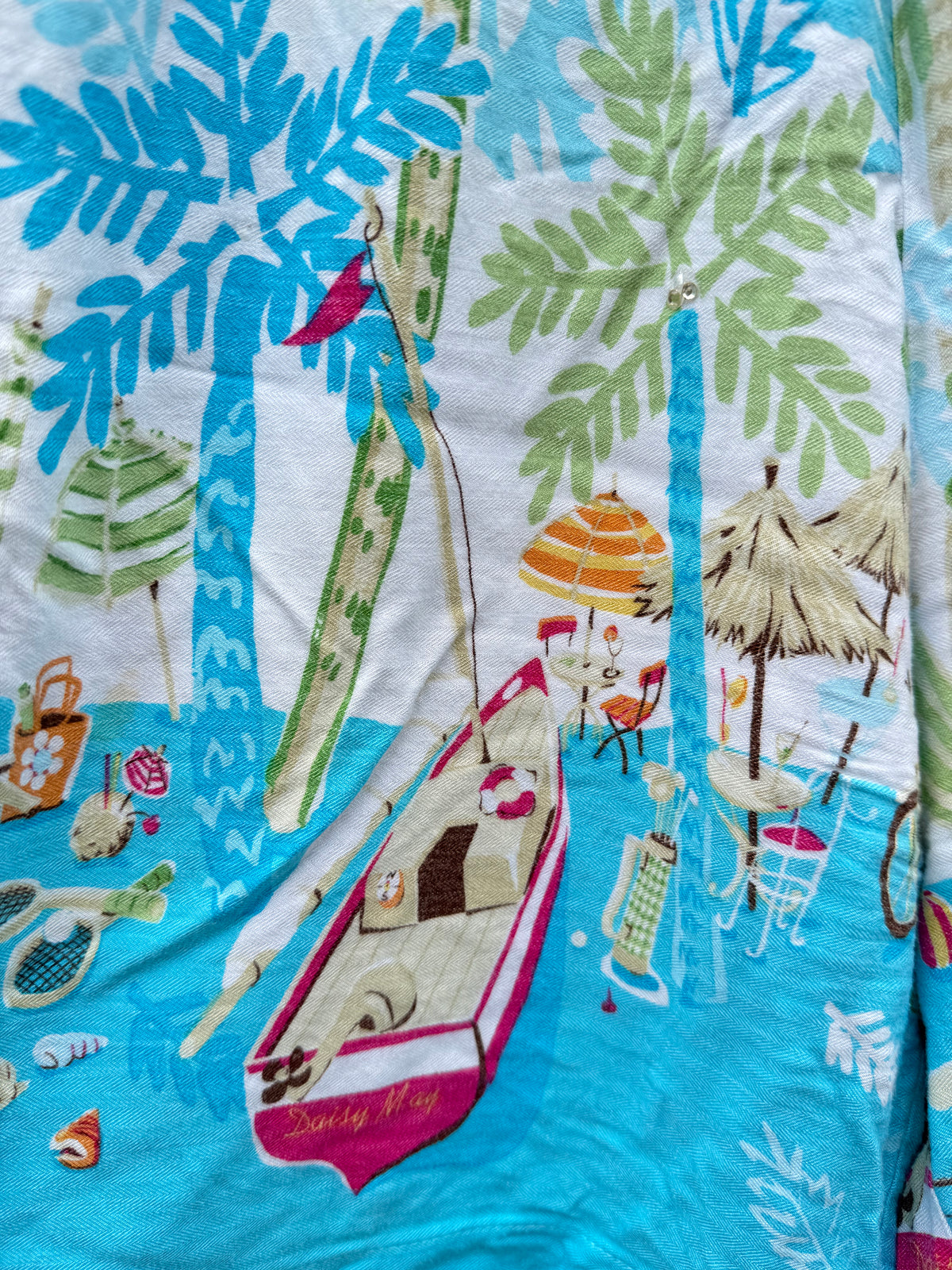 Blue green Gepetto Cutie beach scene shorts, S