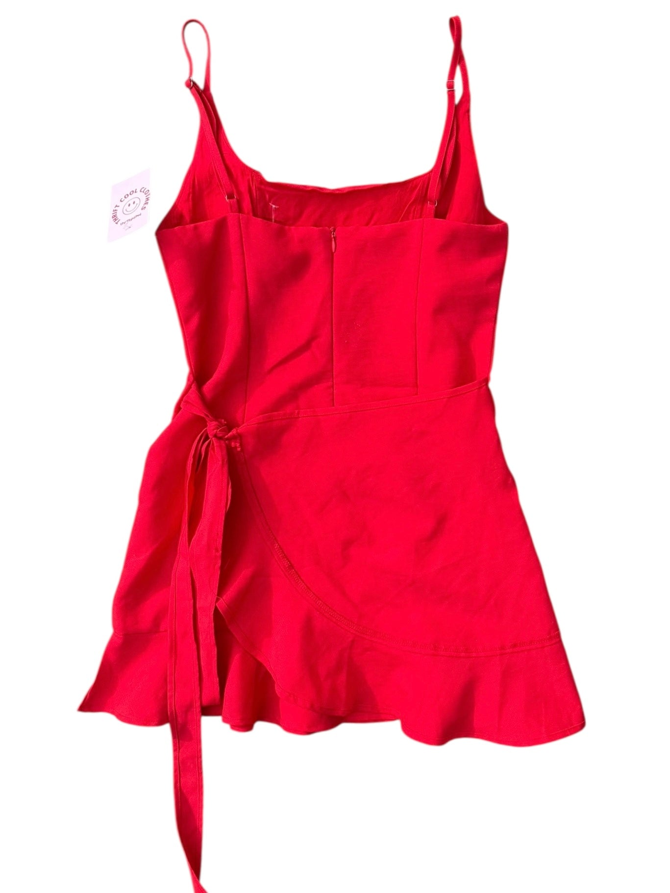 red white fox cami mini ruffle dress, s