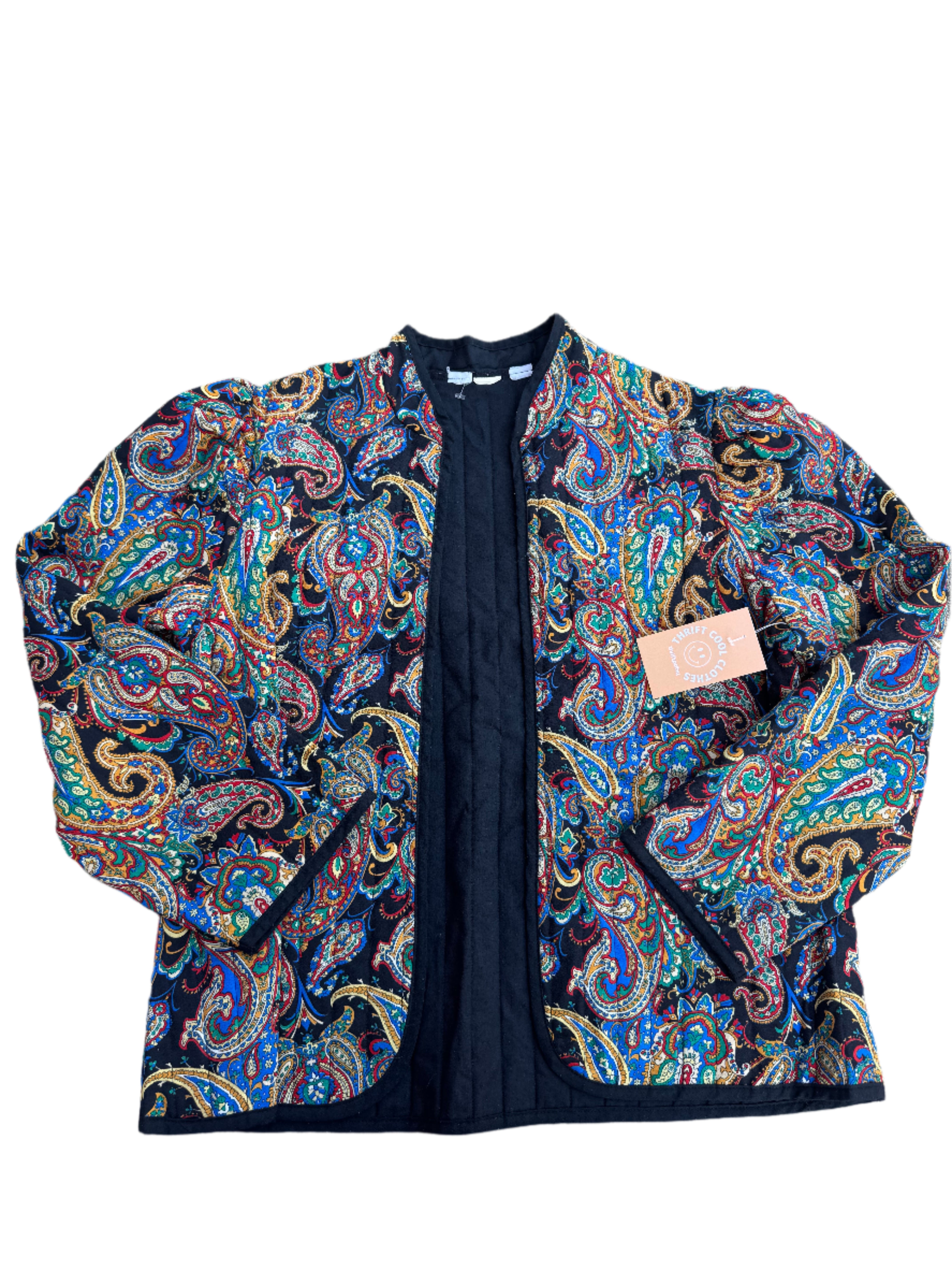 multi paisley puff sleeve jacket, M