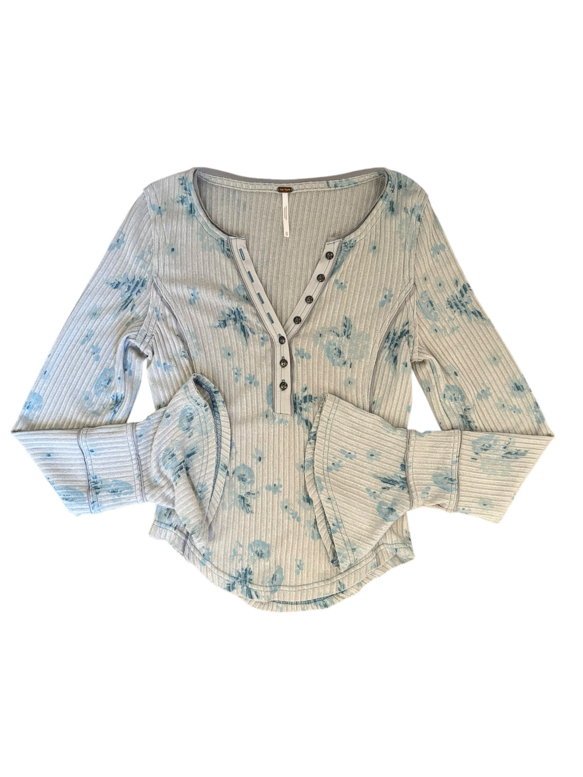 blue free people ribbed flare ls, xs