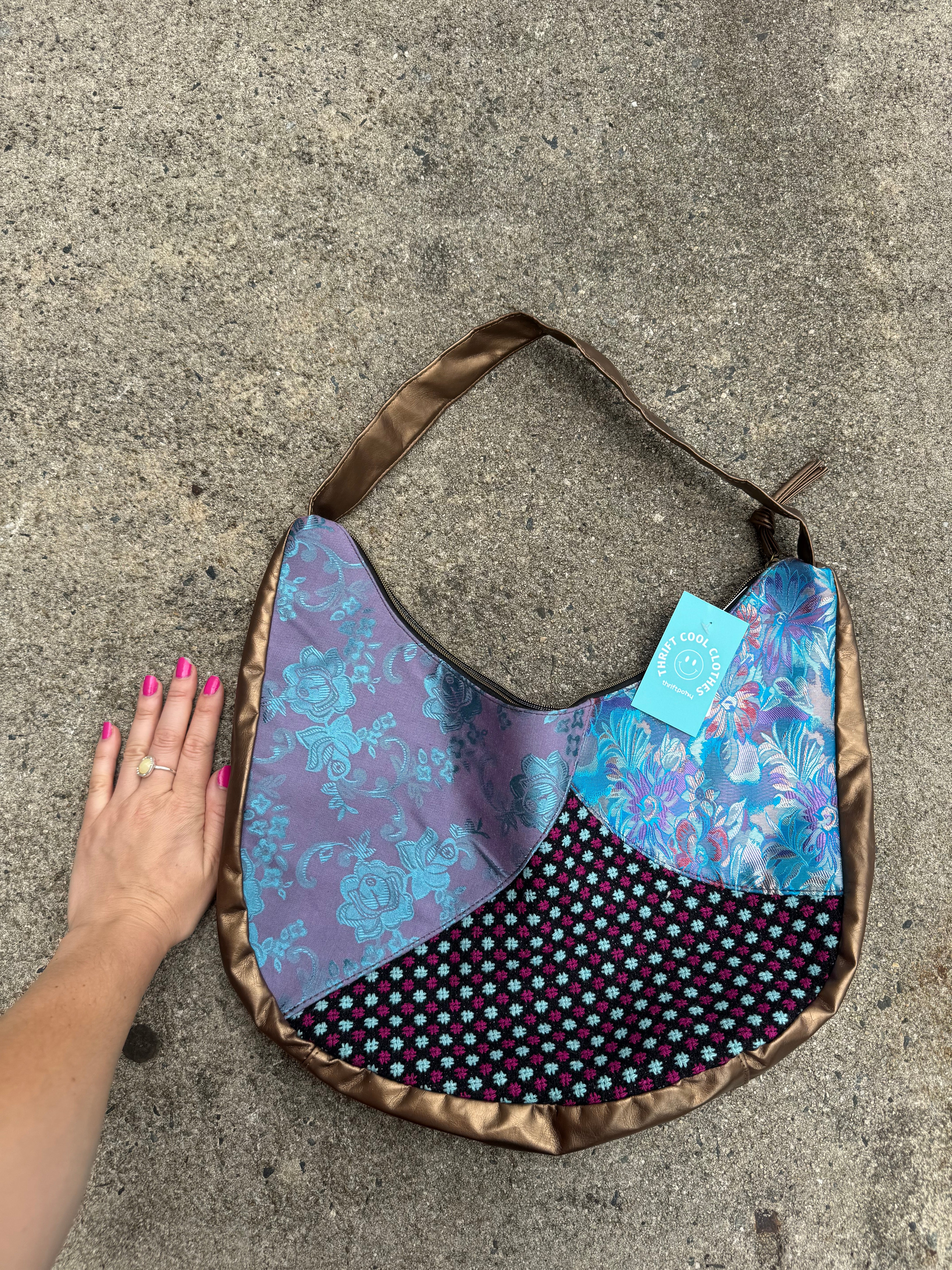 multi mixed pattern handbag