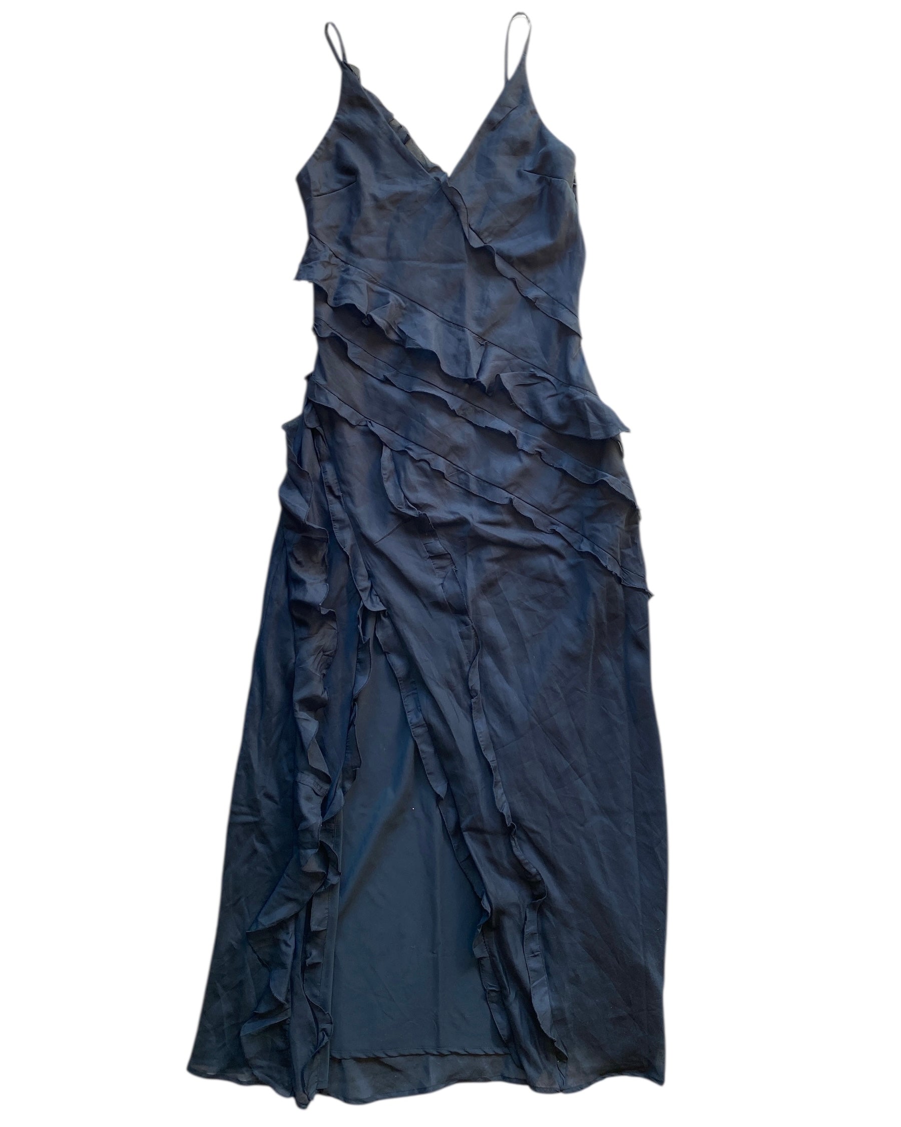 black abercrombie ruffle sleeveless maxi dress nwt, m