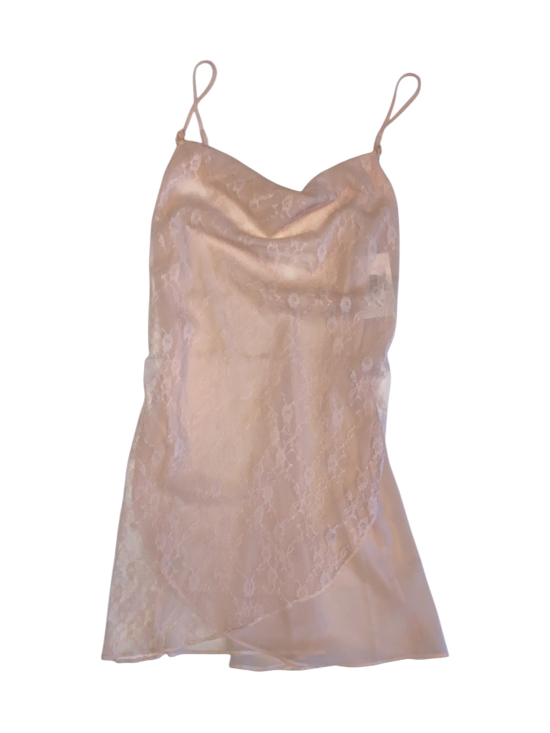 pink lace sheer slip, m