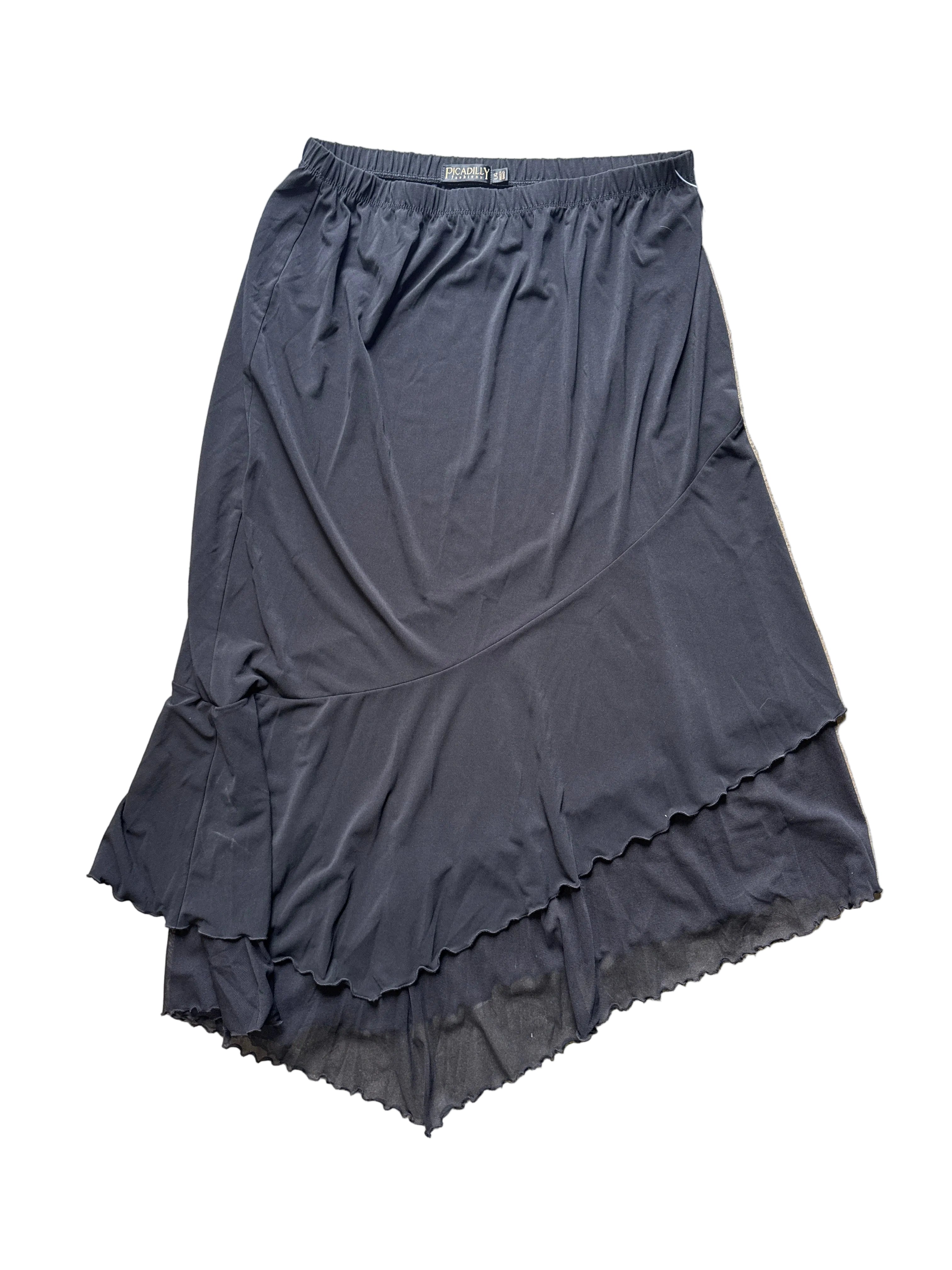 black picadilly slinky asymmetrical skirt, L