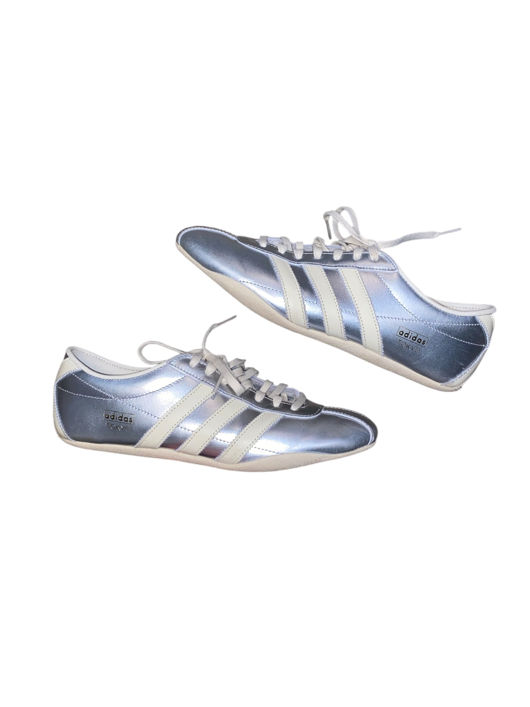 Silver Adidas Tokyo sneakers, 9.5
